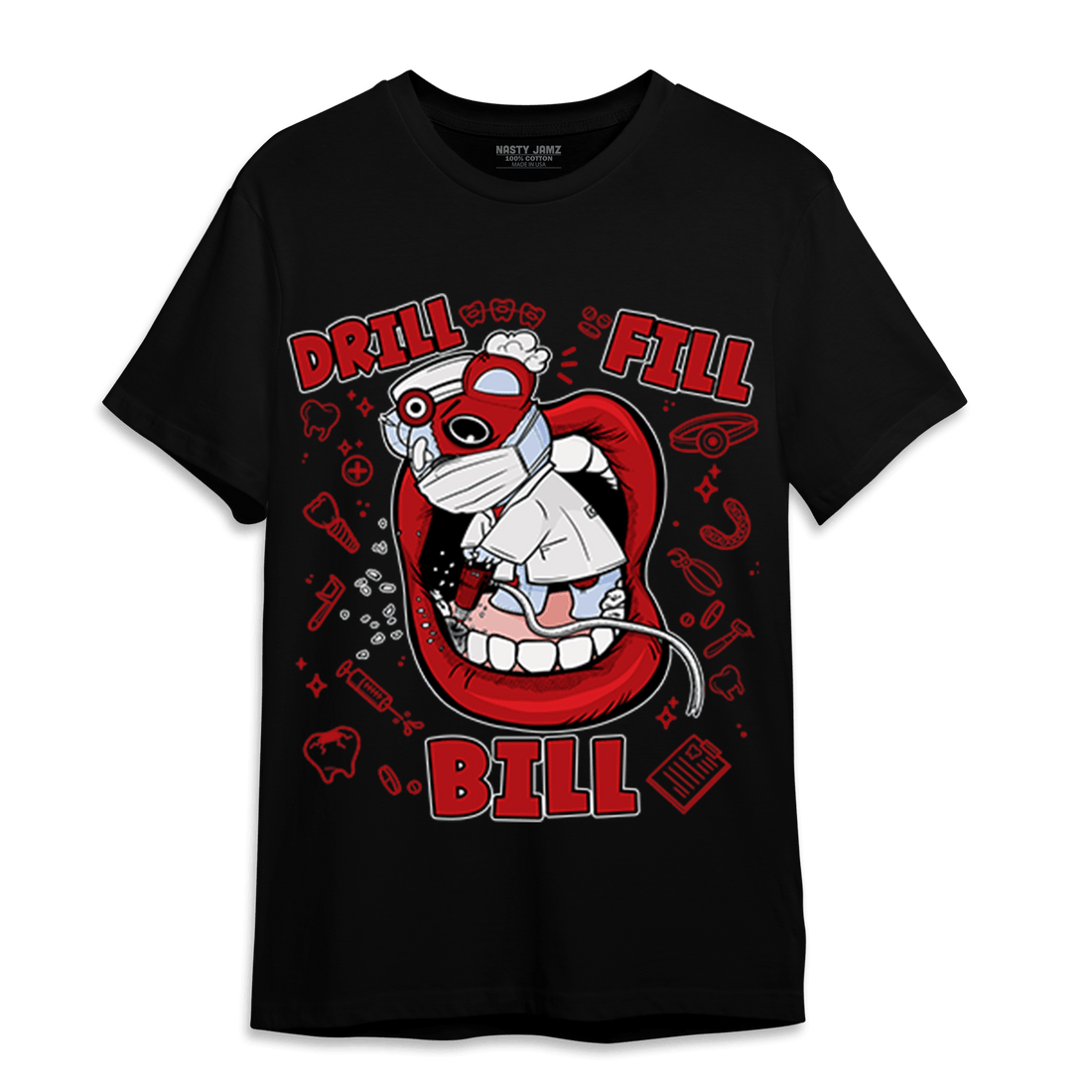 Cherry 11s T Shirt Match BER The Dentist - NastyJamz
