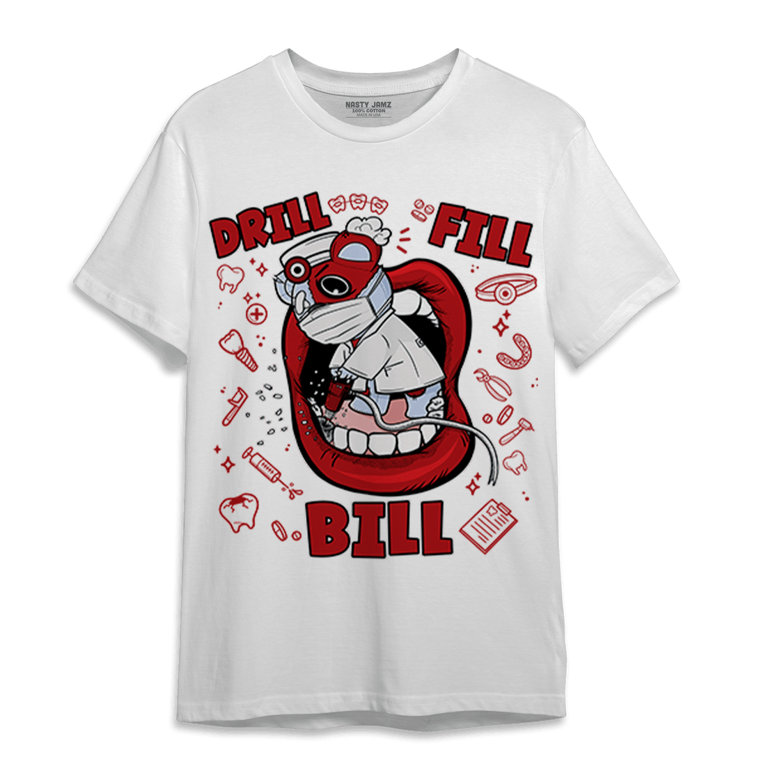 Cherry 11s T Shirt Match BER The Dentist - NastyJamz