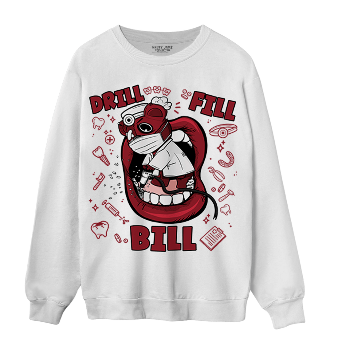 Cherry 12s Sweatshirt Match BER The Dentist - NastyJamz