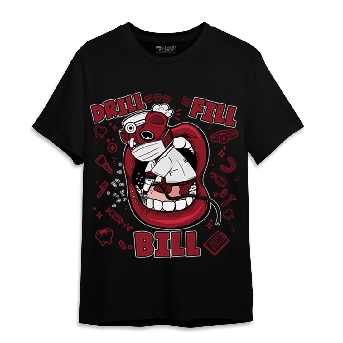 Cherry 12s T Shirt Match BER The Dentist - NastyJamz