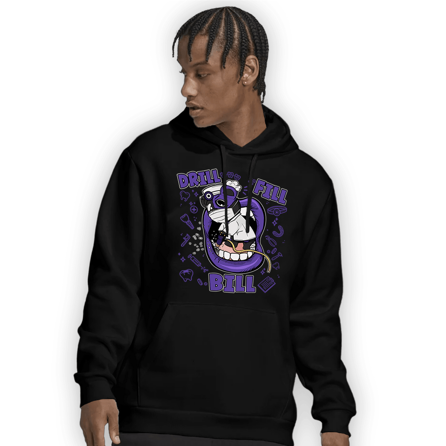 Field Purple 12s Hoodie Match BER The Dentist - NastyJamz