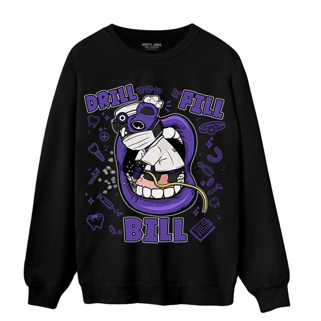 Field Purple 12s Sweatshirt Match BER The Dentist - NastyJamz