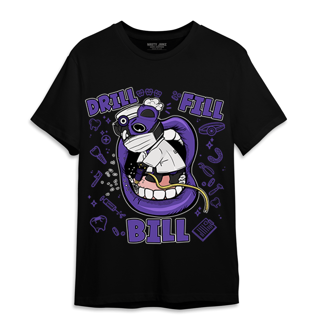 Field Purple 12s T Shirt Match BER The Dentist - NastyJamz