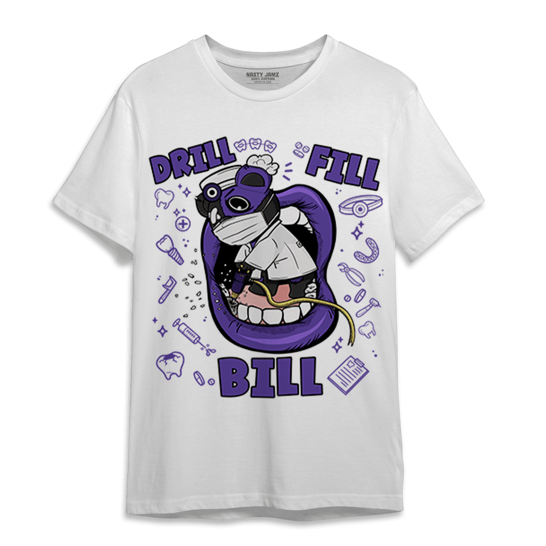 Field Purple 12s T Shirt Match BER The Dentist - NastyJamz