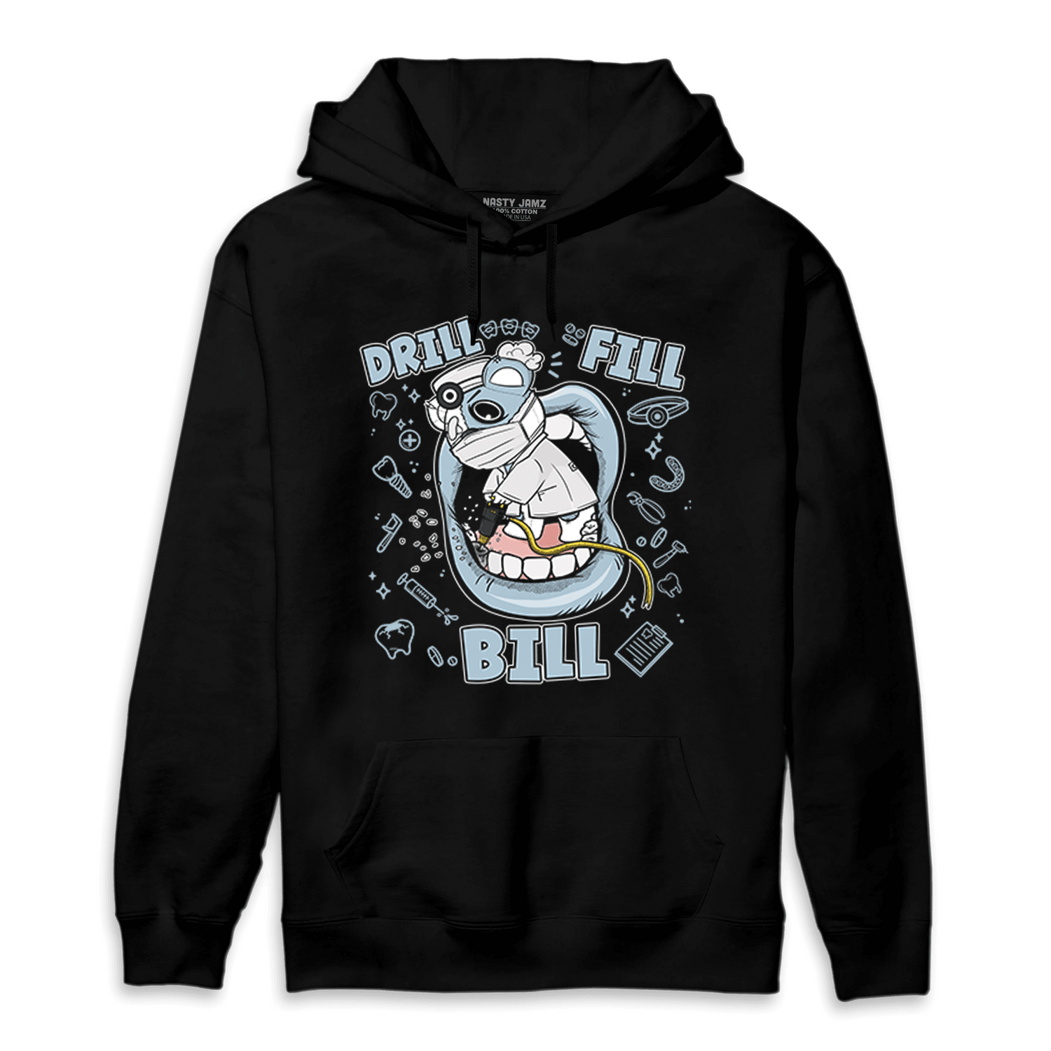 Blue Grey 13s Hoodie Match BER The Dentist - NastyJamz