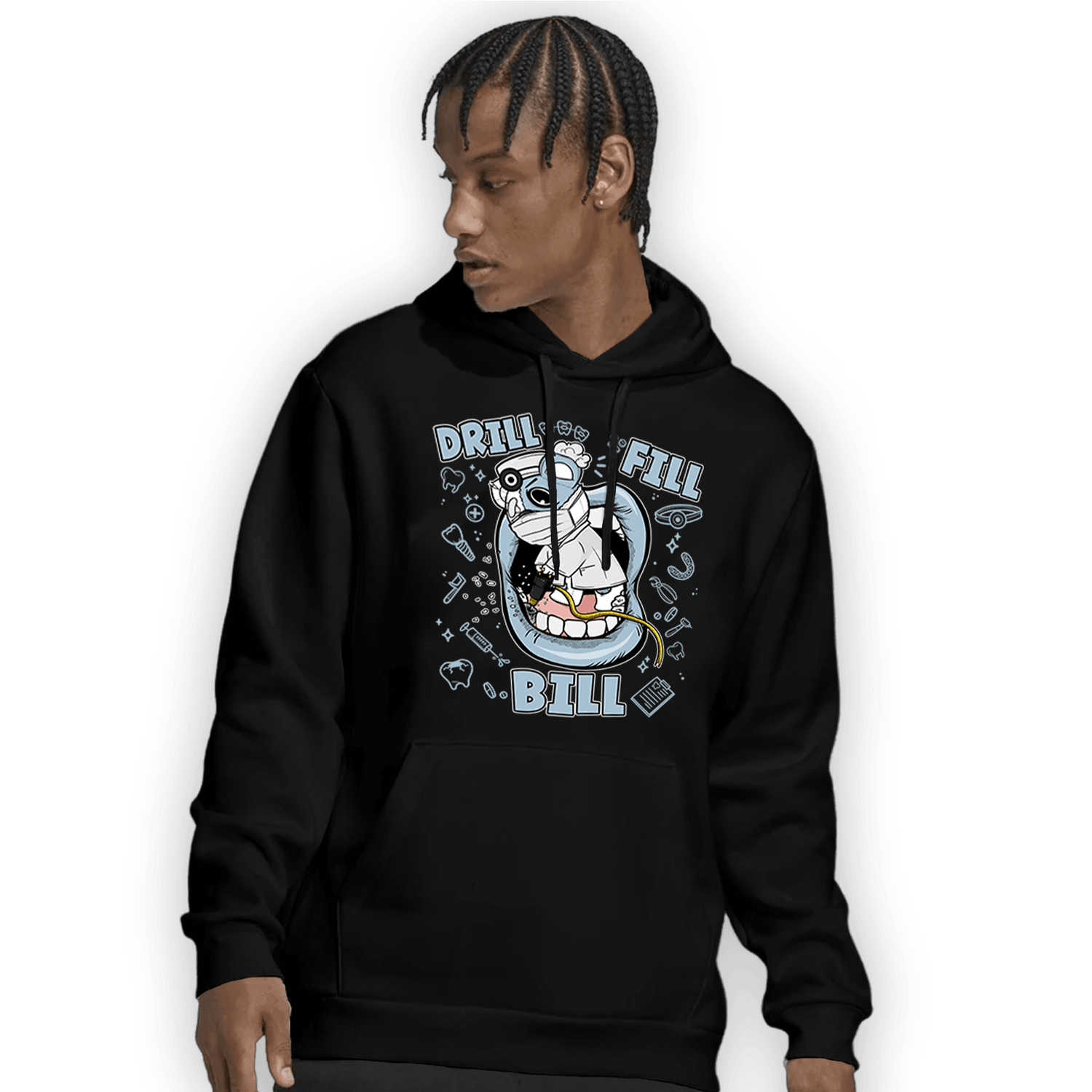 Blue Grey 13s Hoodie Match BER The Dentist - NastyJamz