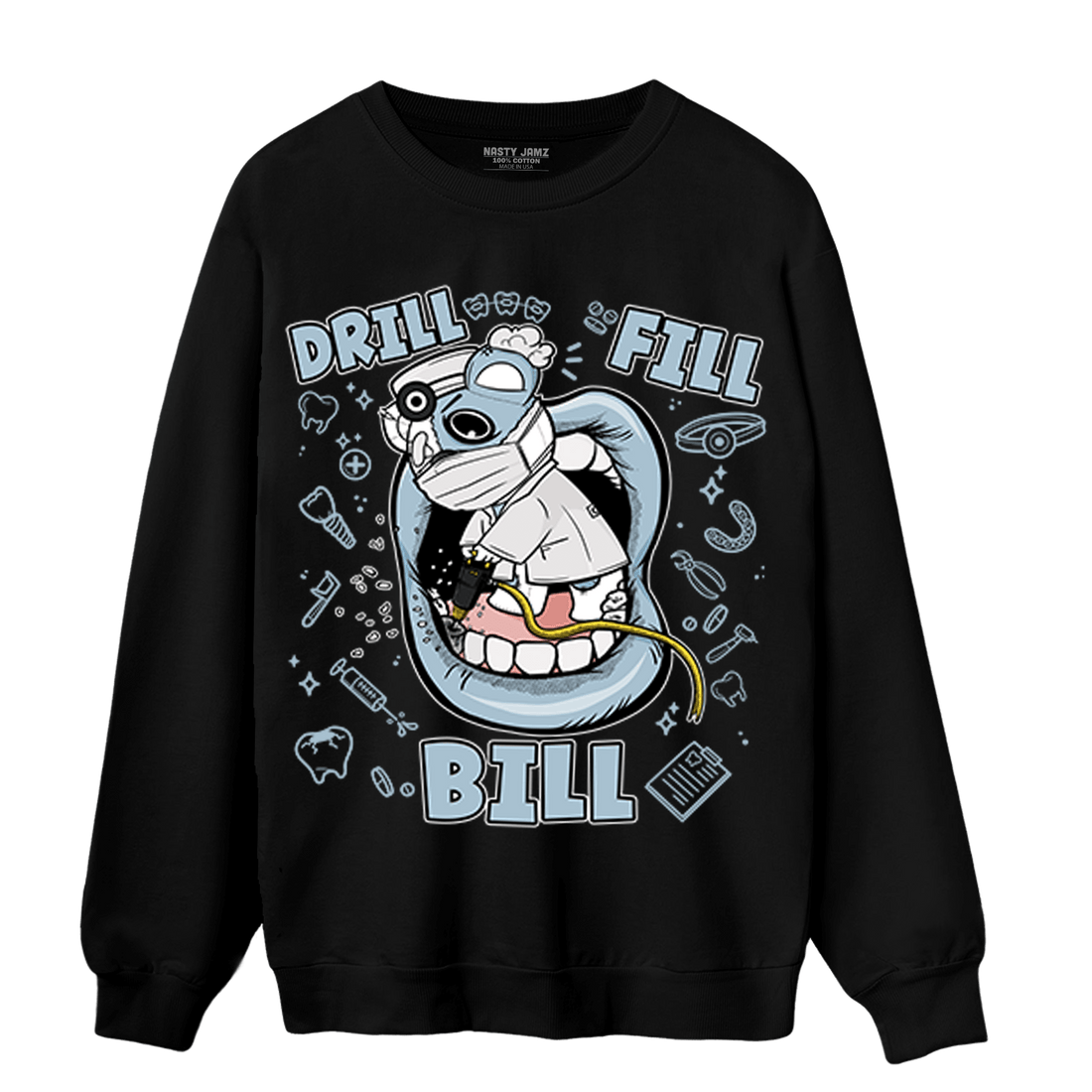 Blue Grey 13s Sweatshirt Match BER The Dentist - NastyJamz