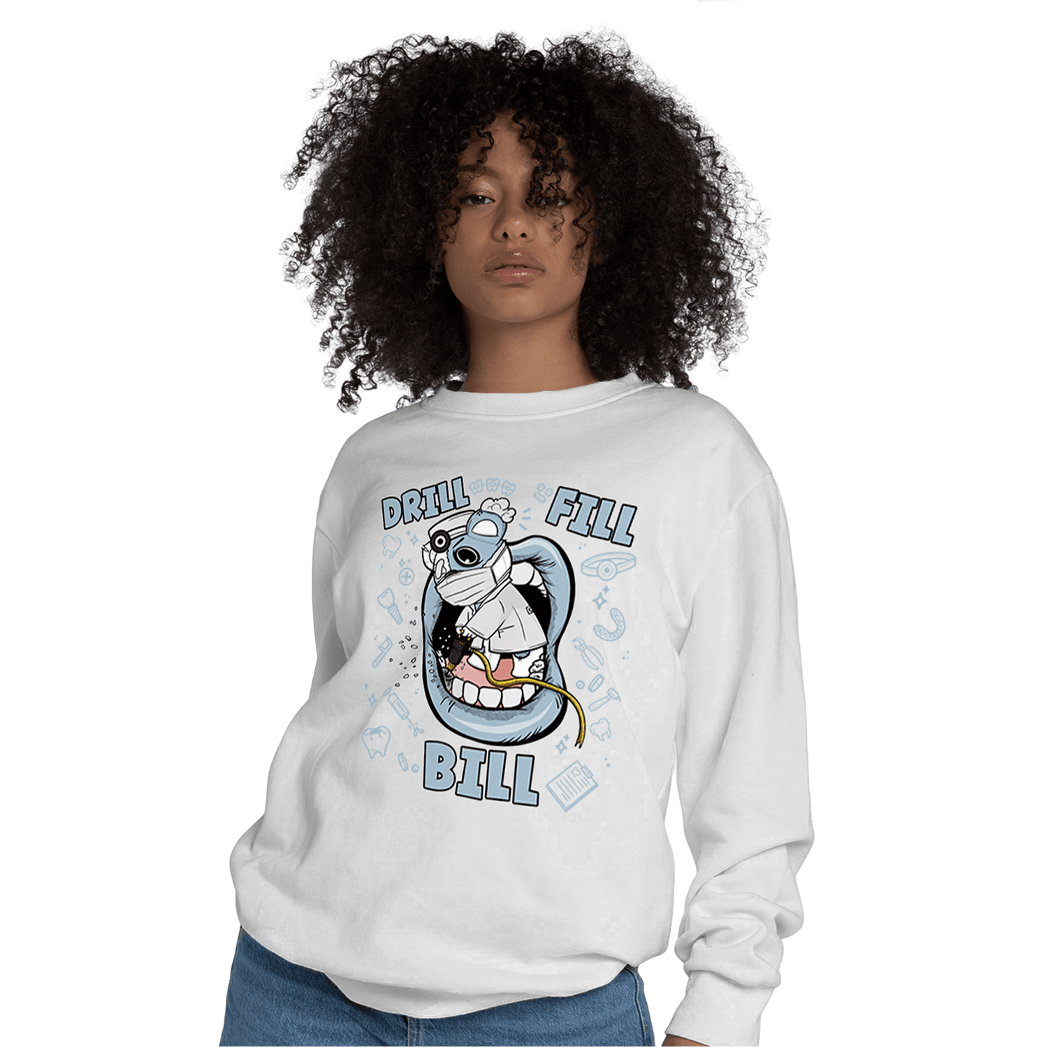 Blue Grey 13s Sweatshirt Match BER The Dentist - NastyJamz
