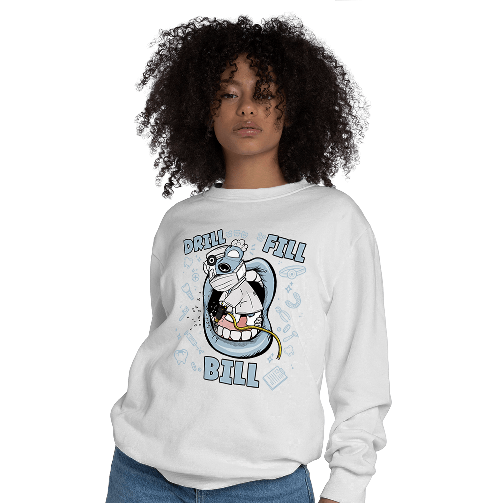 Blue Grey 13s Sweatshirt Match BER The Dentist - NastyJamz