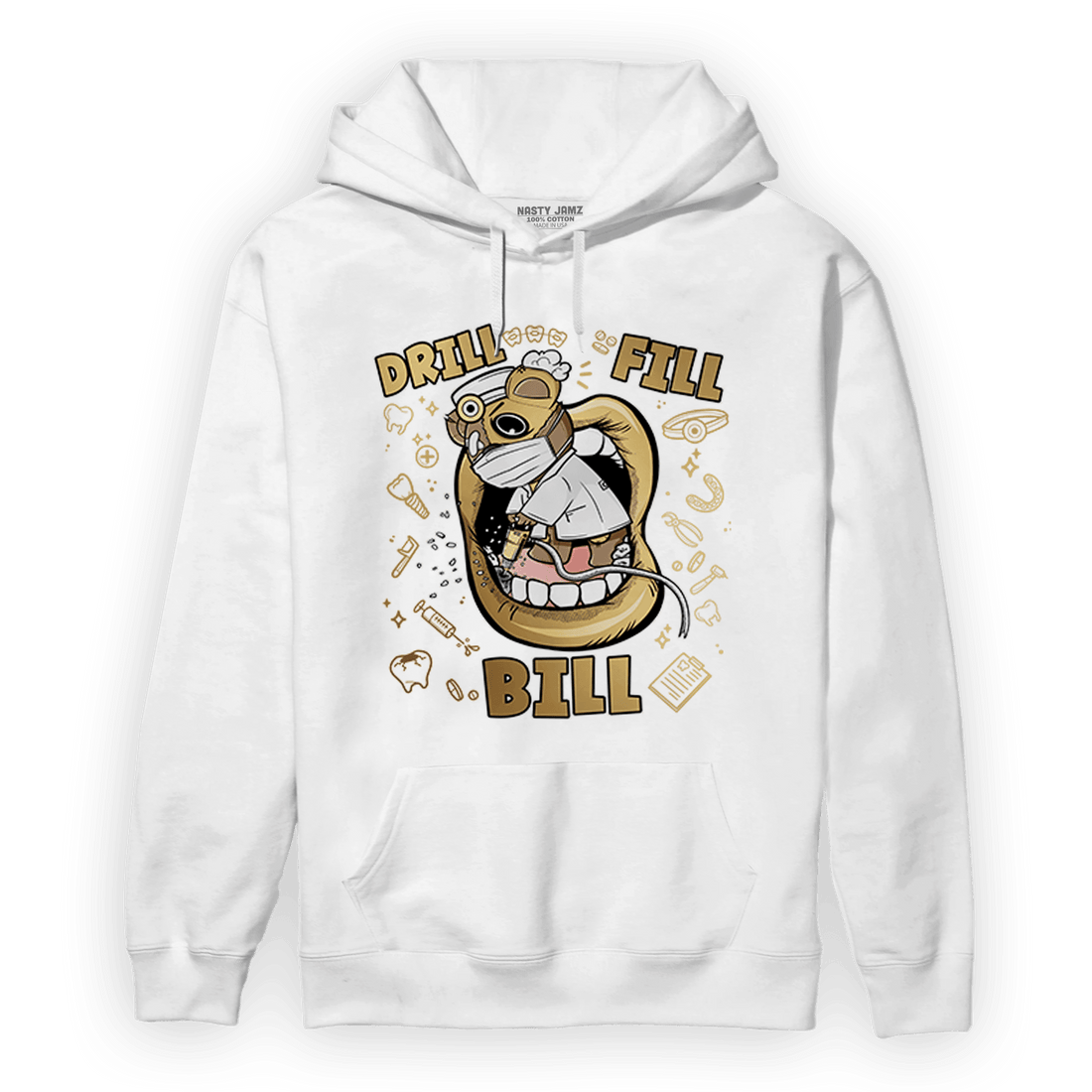 High OG Metallic Gold 1s Hoodie Match BER The Dentist - NastyJamz