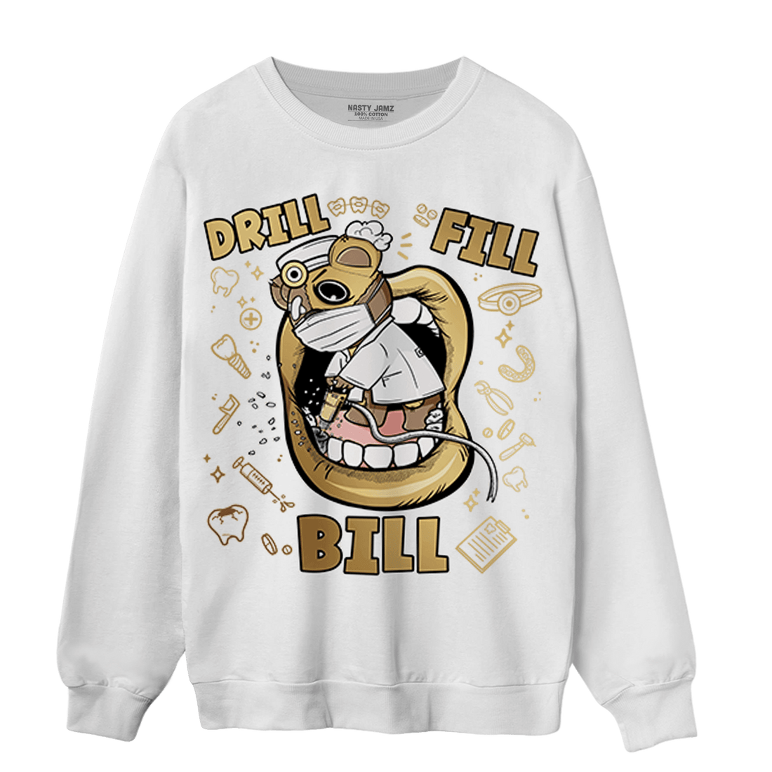 High OG Metallic Gold 1s Sweatshirt Match BER The Dentist - NastyJamz