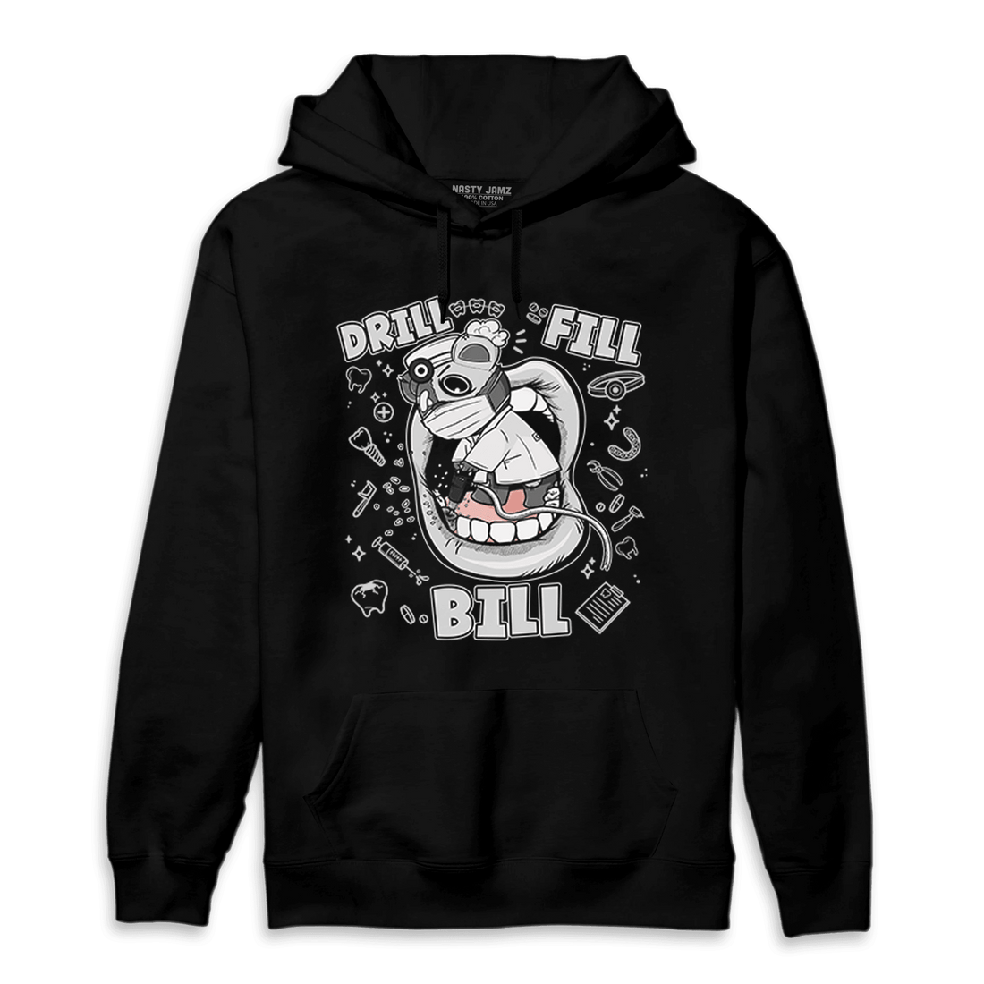 Retro High OG Black White 1s Hoodie Match BER The Dentist - NastyJamz