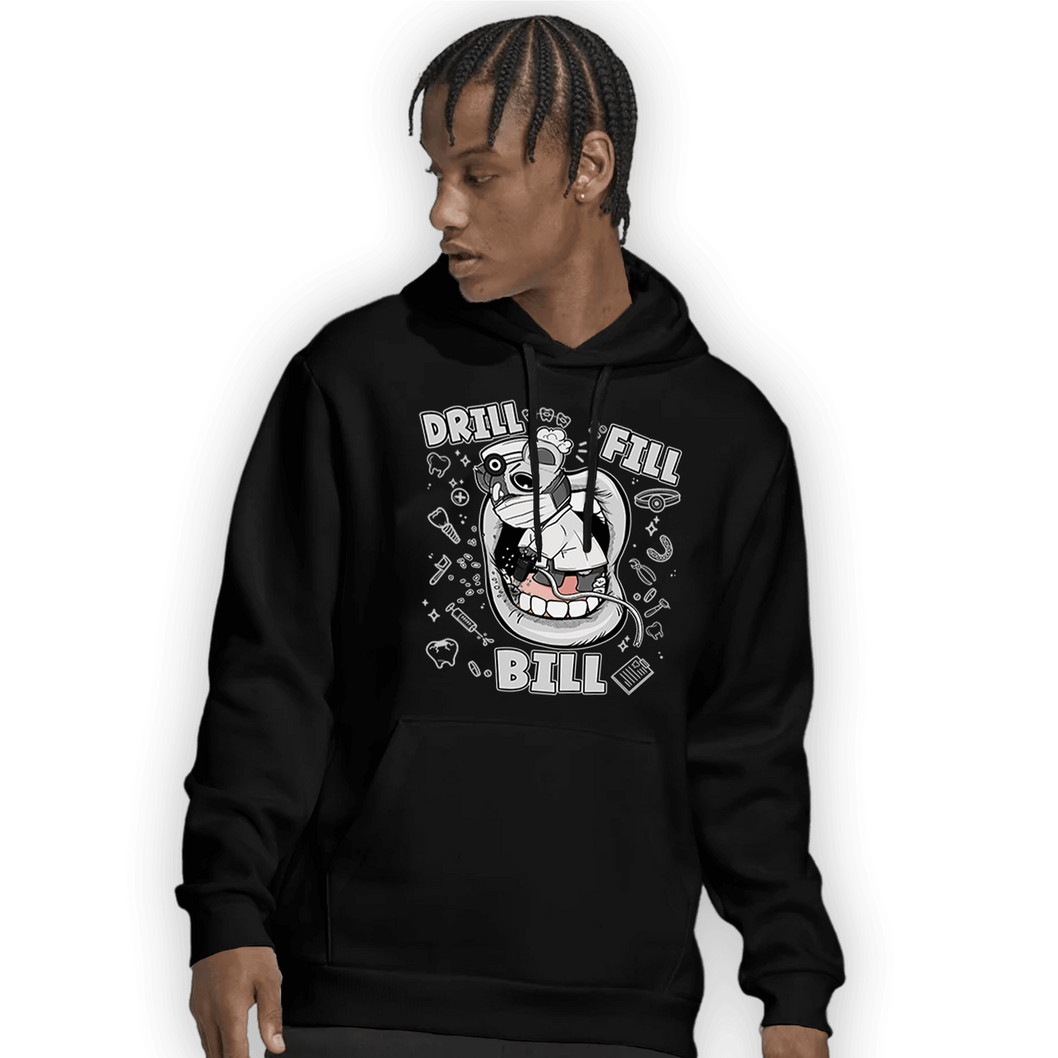 Retro High OG Black White 1s Hoodie Match BER The Dentist - NastyJamz