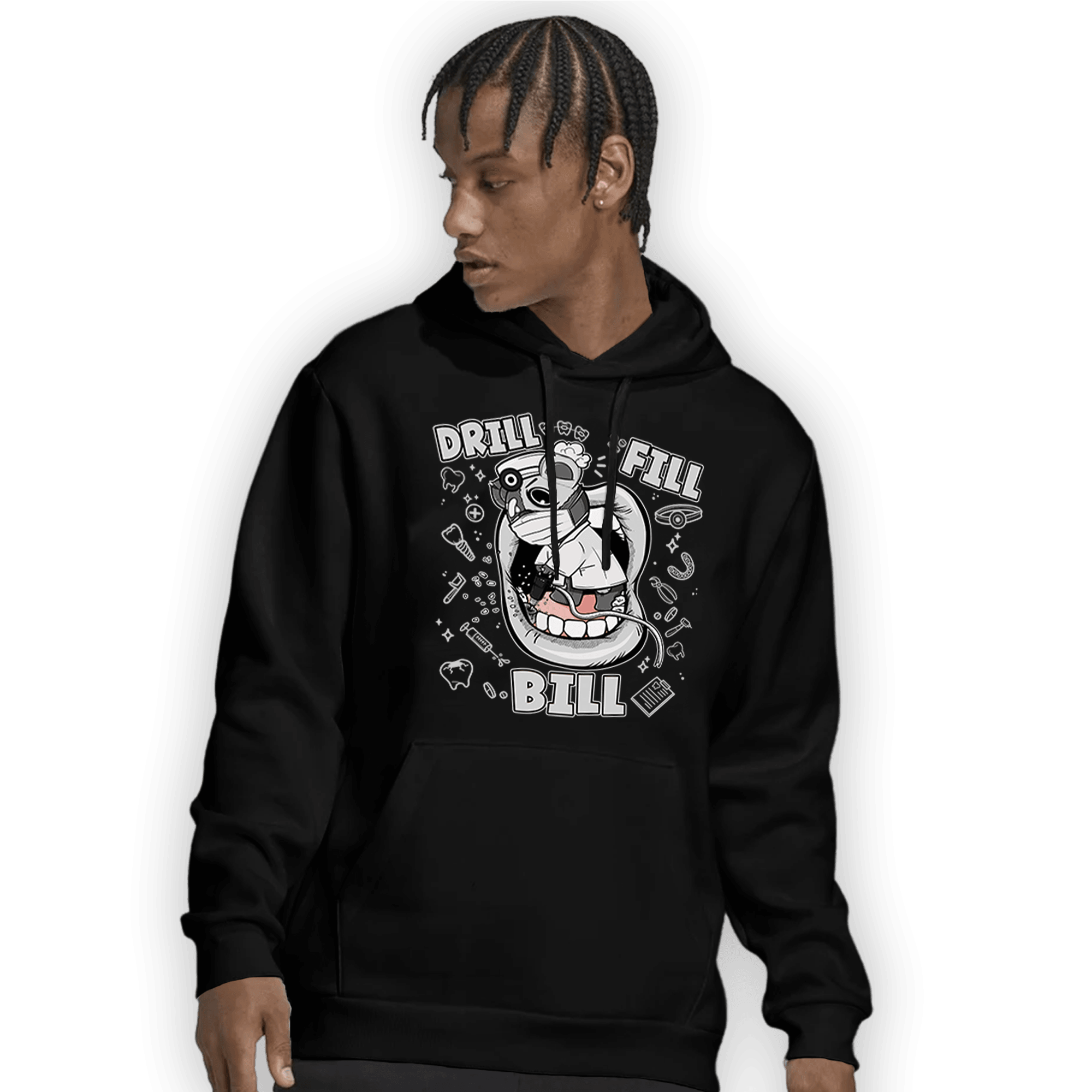 Retro High OG Black White 1s Hoodie Match BER The Dentist - NastyJamz