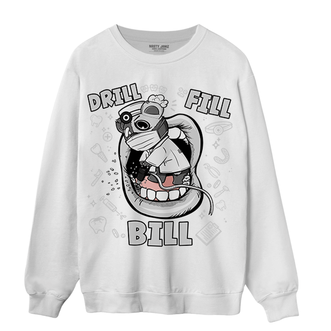 Retro High OG Black White 1s Sweatshirt Match BER The Dentist - NastyJamz
