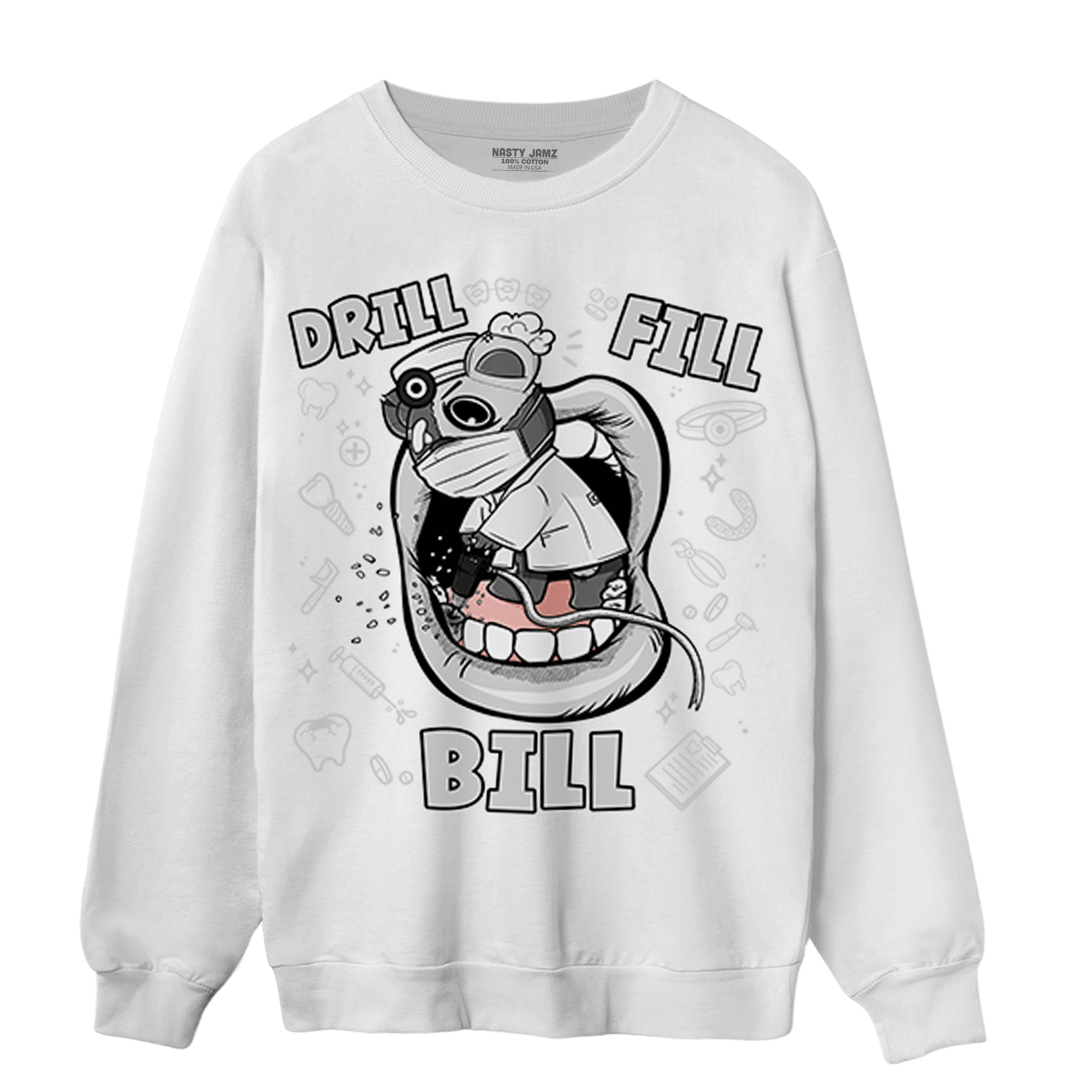 Retro High OG Black White 1s Sweatshirt Match BER The Dentist - NastyJamz