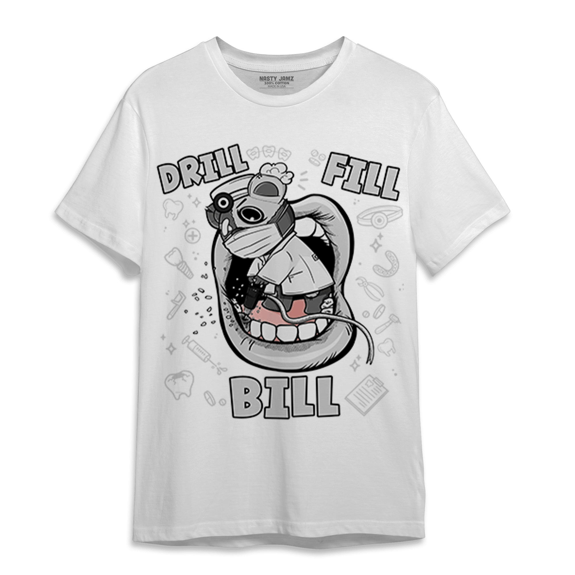 Retro High OG Black White 1s T Shirt Match BER The Dentist - NastyJamz