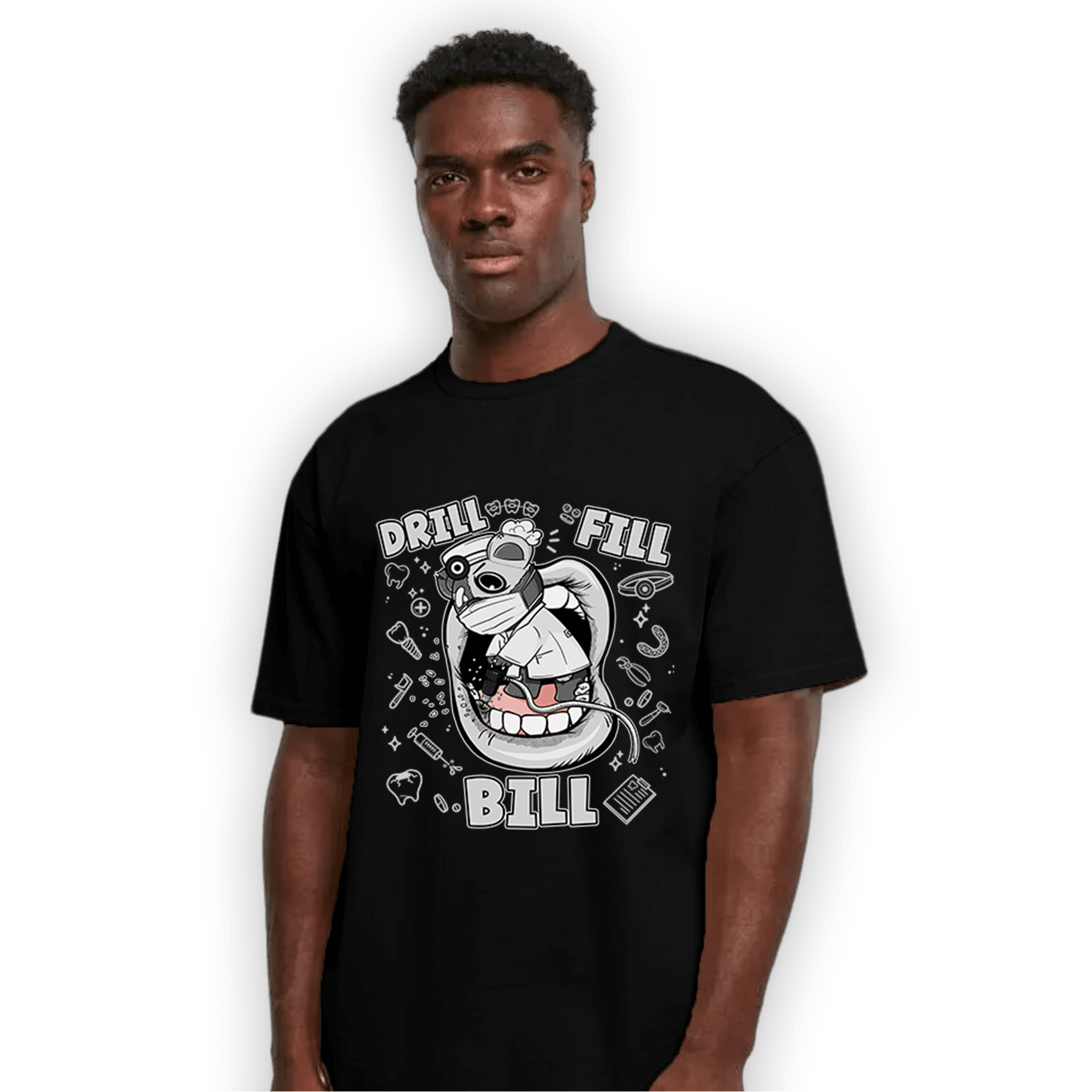 Retro High OG Black White 1s T Shirt Match BER The Dentist - NastyJamz