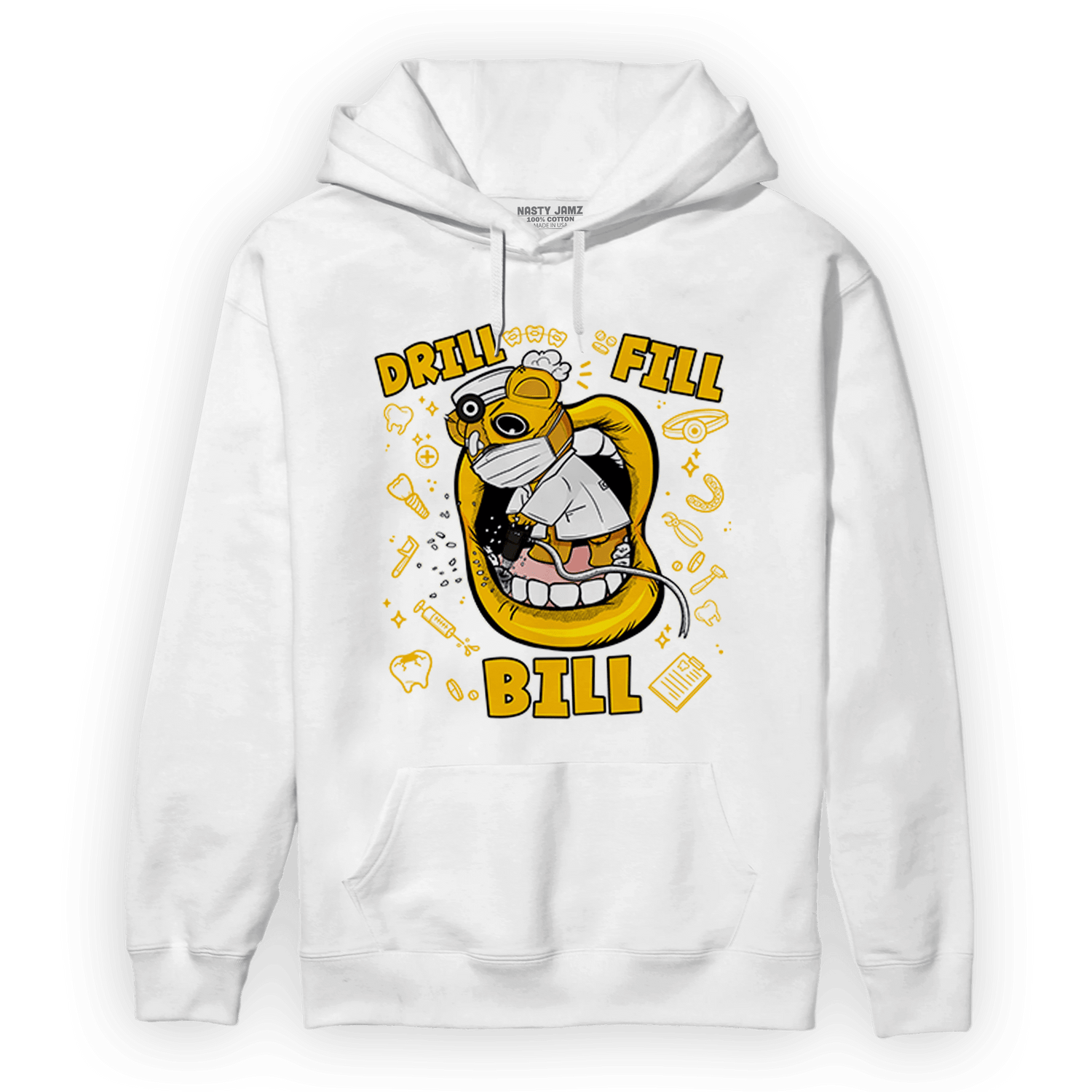 Yellow Ochre 1s Hoodie Match BER The Dentist - NastyJamz
