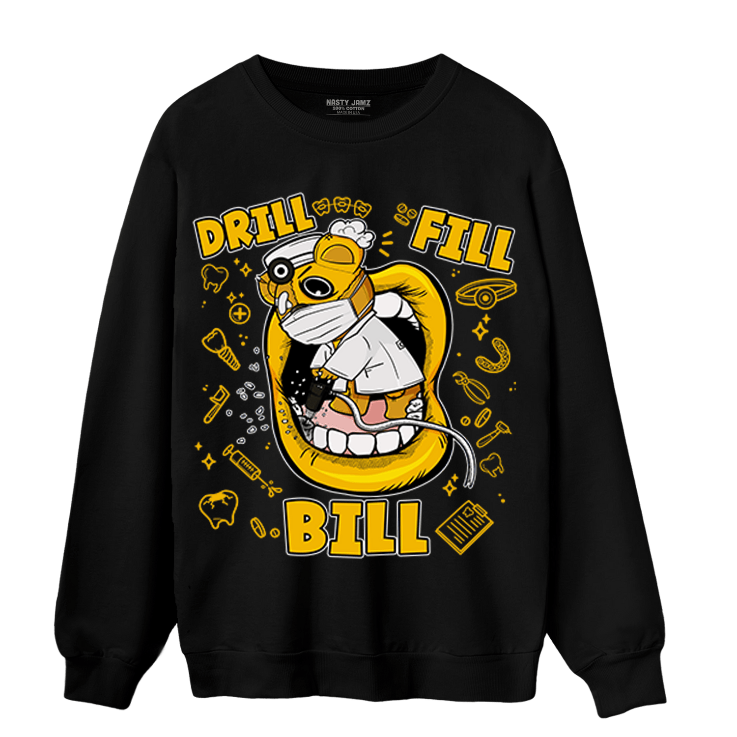 Yellow Ochre 1s Sweatshirt Match BER The Dentist - NastyJamz
