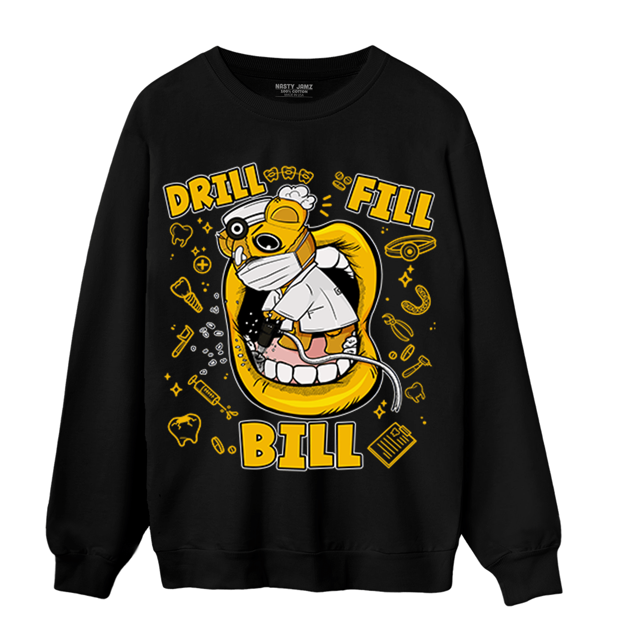 Yellow Ochre 1s Sweatshirt Match BER The Dentist - NastyJamz