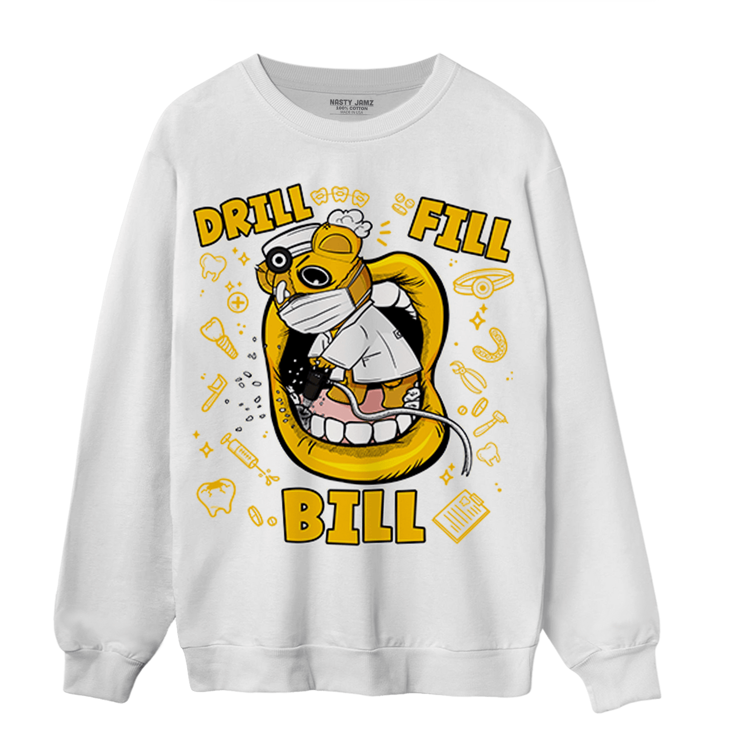 Yellow Ochre 1s Sweatshirt Match BER The Dentist - NastyJamz