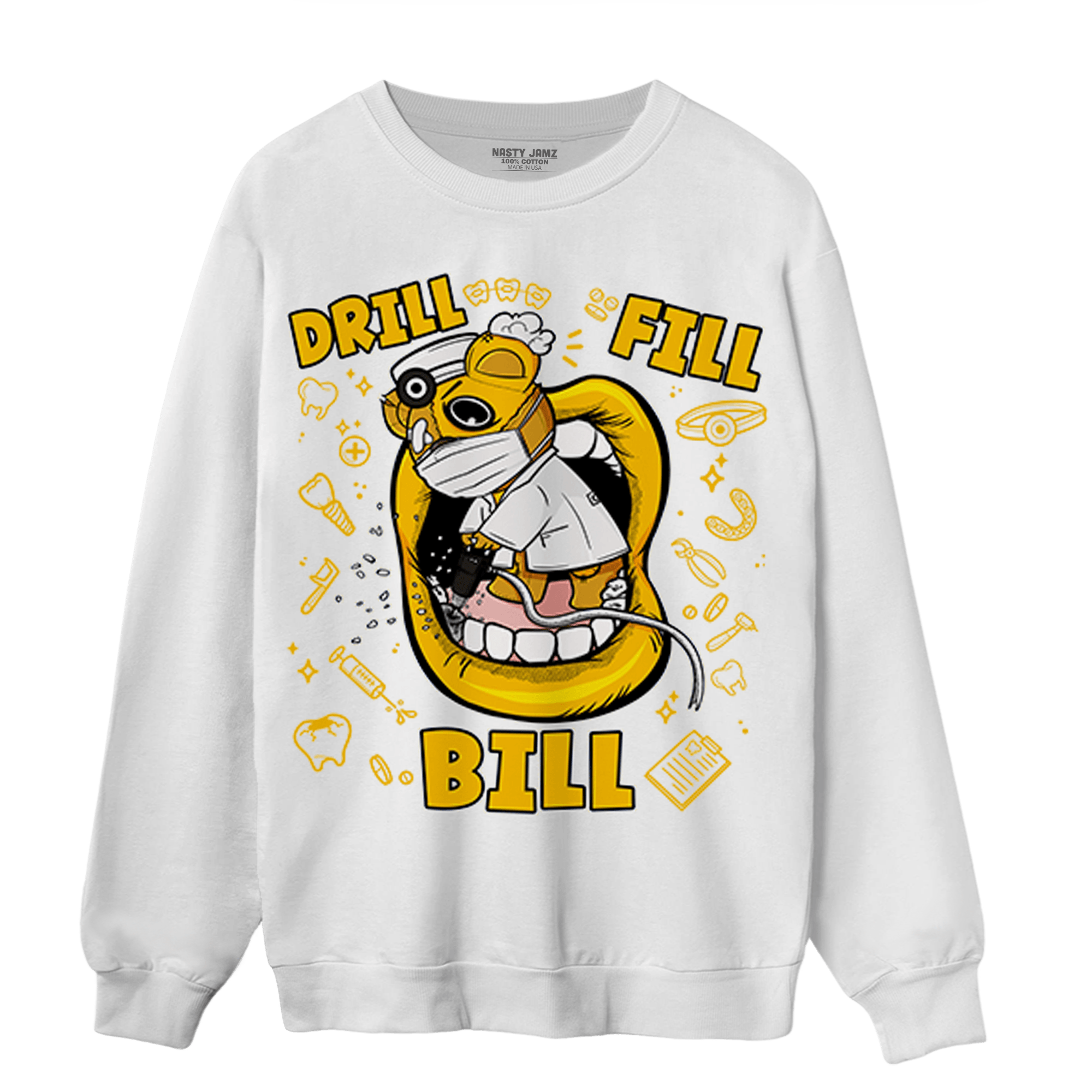 Yellow Ochre 1s Sweatshirt Match BER The Dentist - NastyJamz