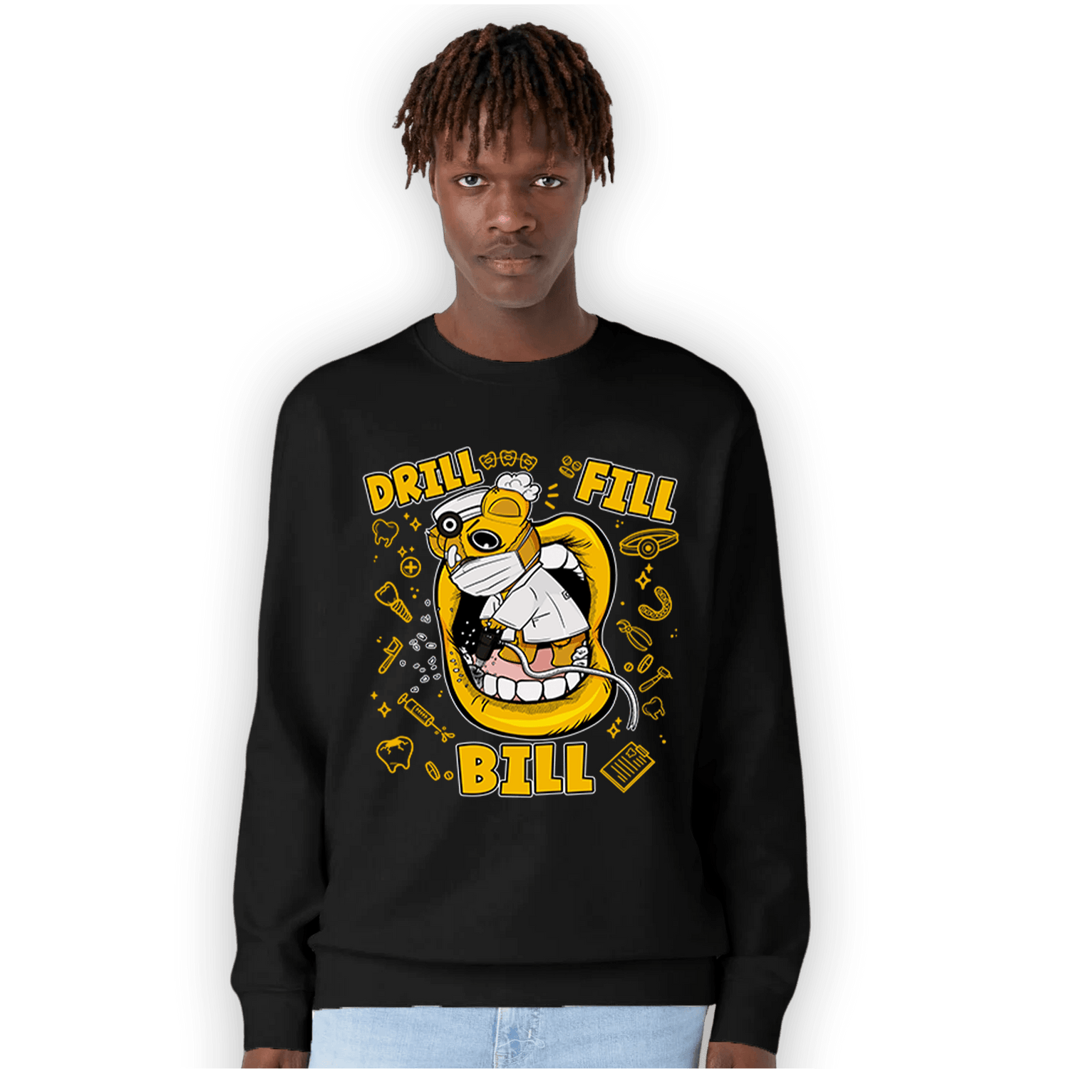 Yellow Ochre 1s Sweatshirt Match BER The Dentist - NastyJamz
