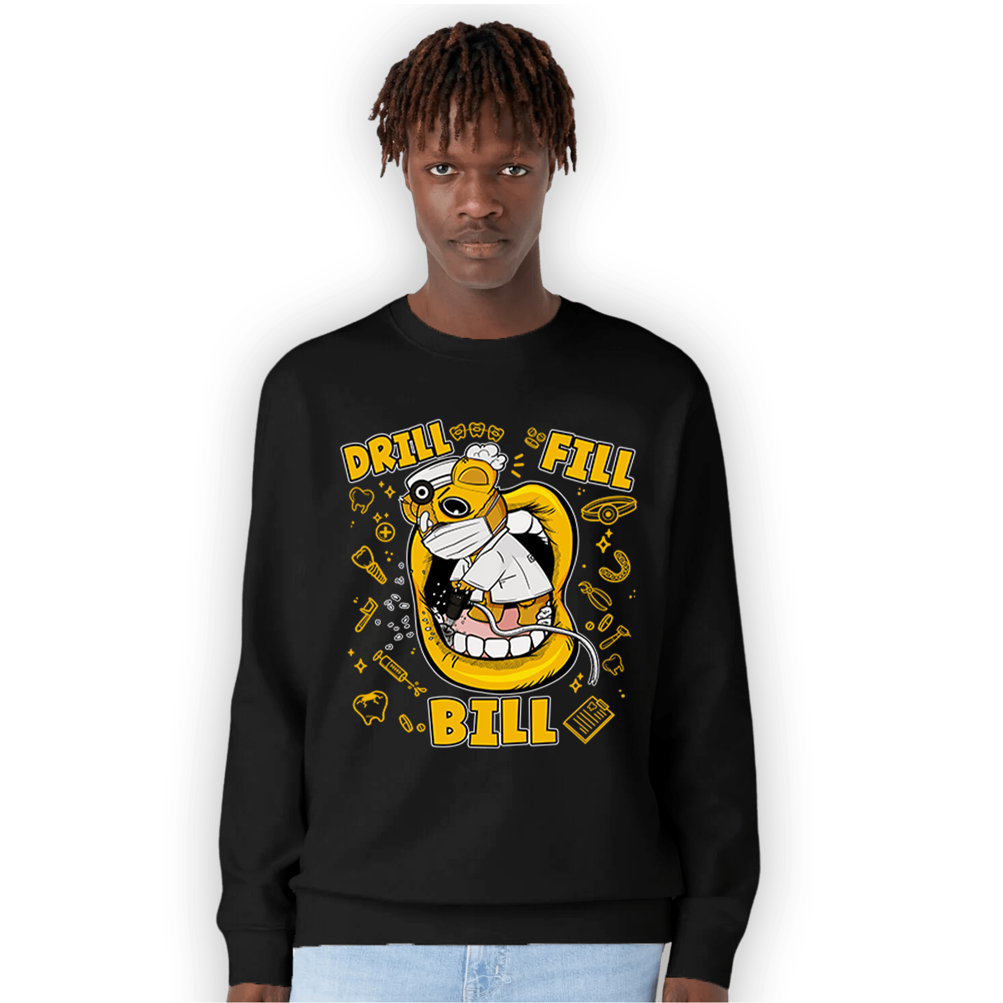 Yellow Ochre 1s Sweatshirt Match BER The Dentist - NastyJamz