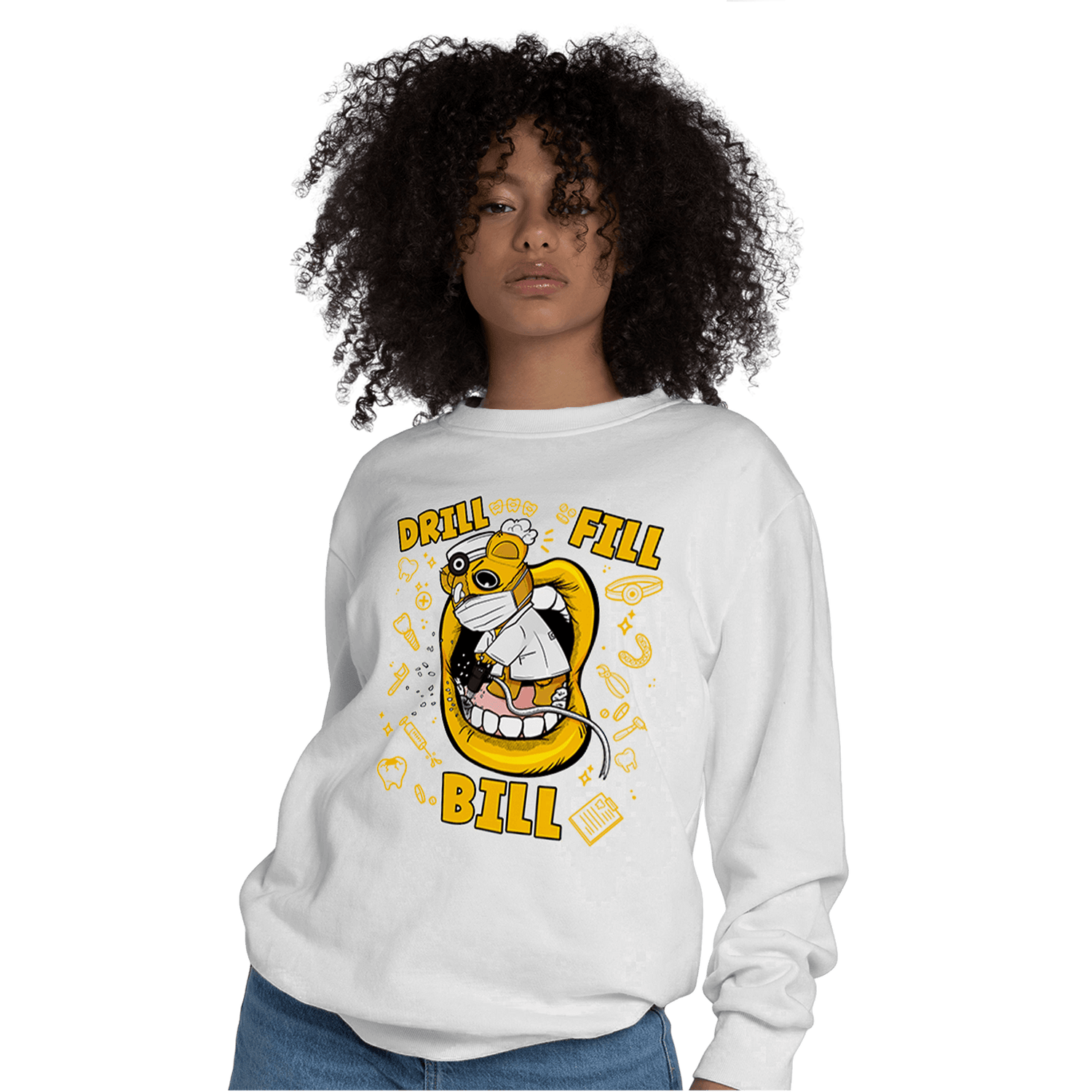 Yellow Ochre 1s Sweatshirt Match BER The Dentist - NastyJamz