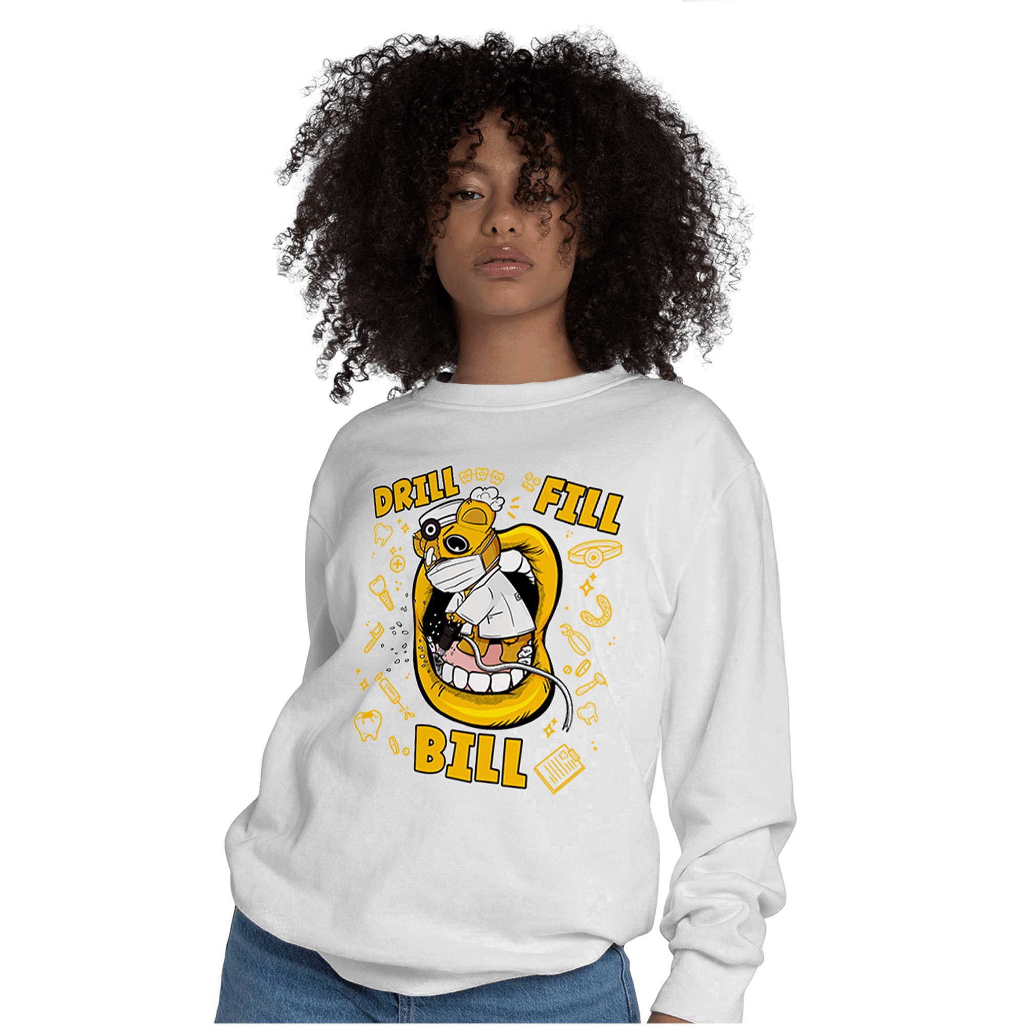 Yellow Ochre 1s Sweatshirt Match BER The Dentist - NastyJamz