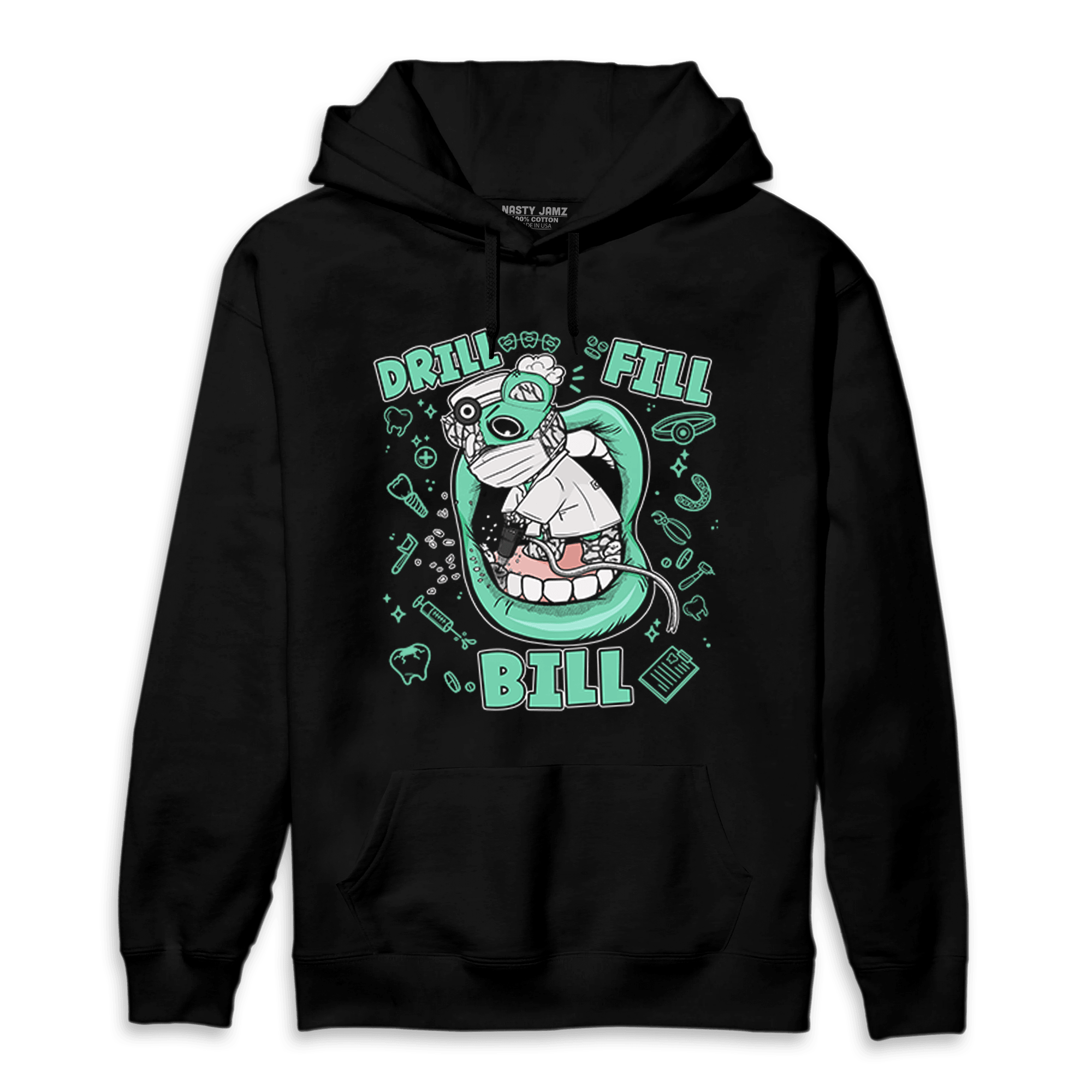 Green Glow 3s Hoodie Match BER The Dentist - NastyJamz