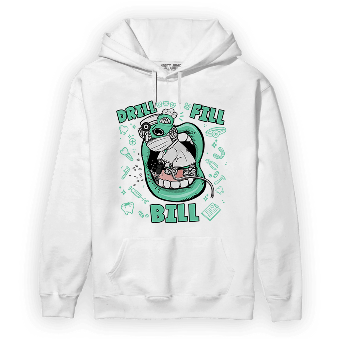 Green Glow 3s Hoodie Match BER The Dentist - NastyJamz