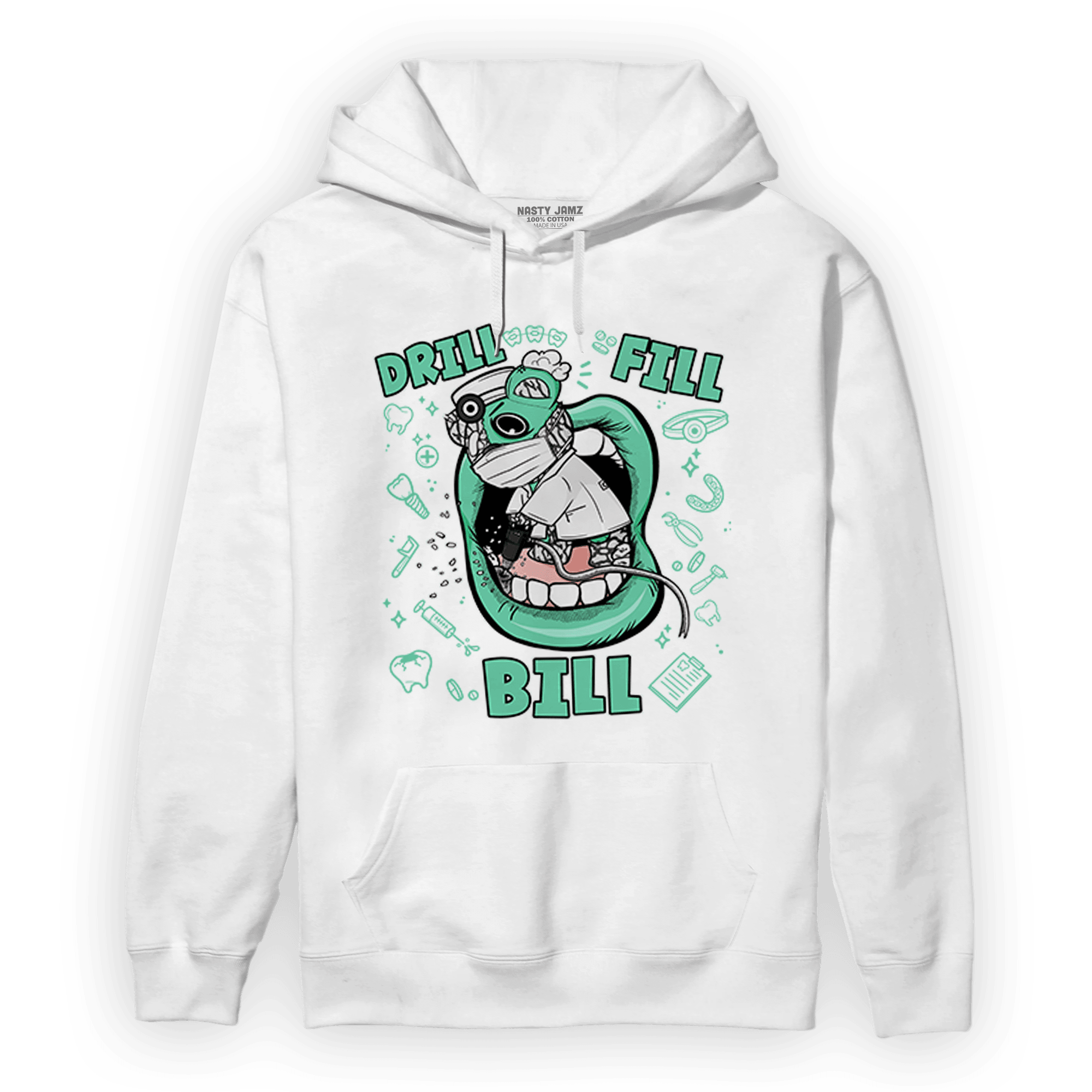 Green Glow 3s Hoodie Match BER The Dentist - NastyJamz