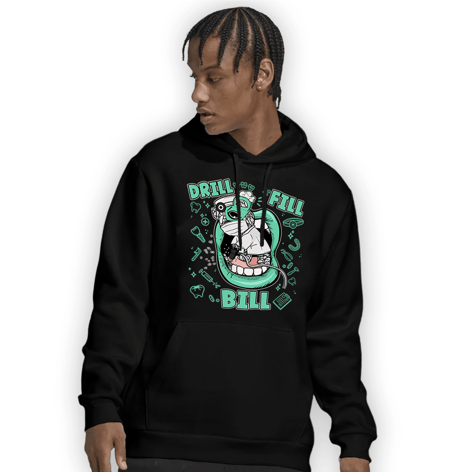 Green Glow 3s Hoodie Match BER The Dentist - NastyJamz