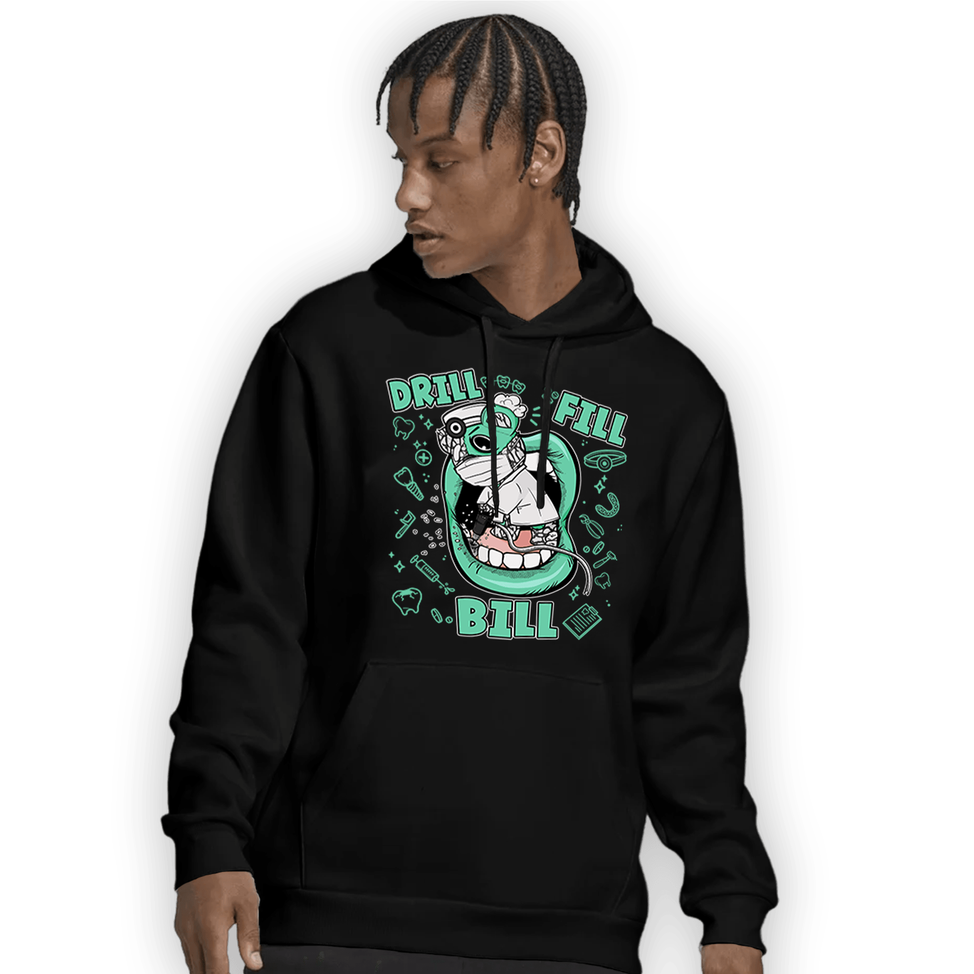 Green Glow 3s Hoodie Match BER The Dentist - NastyJamz