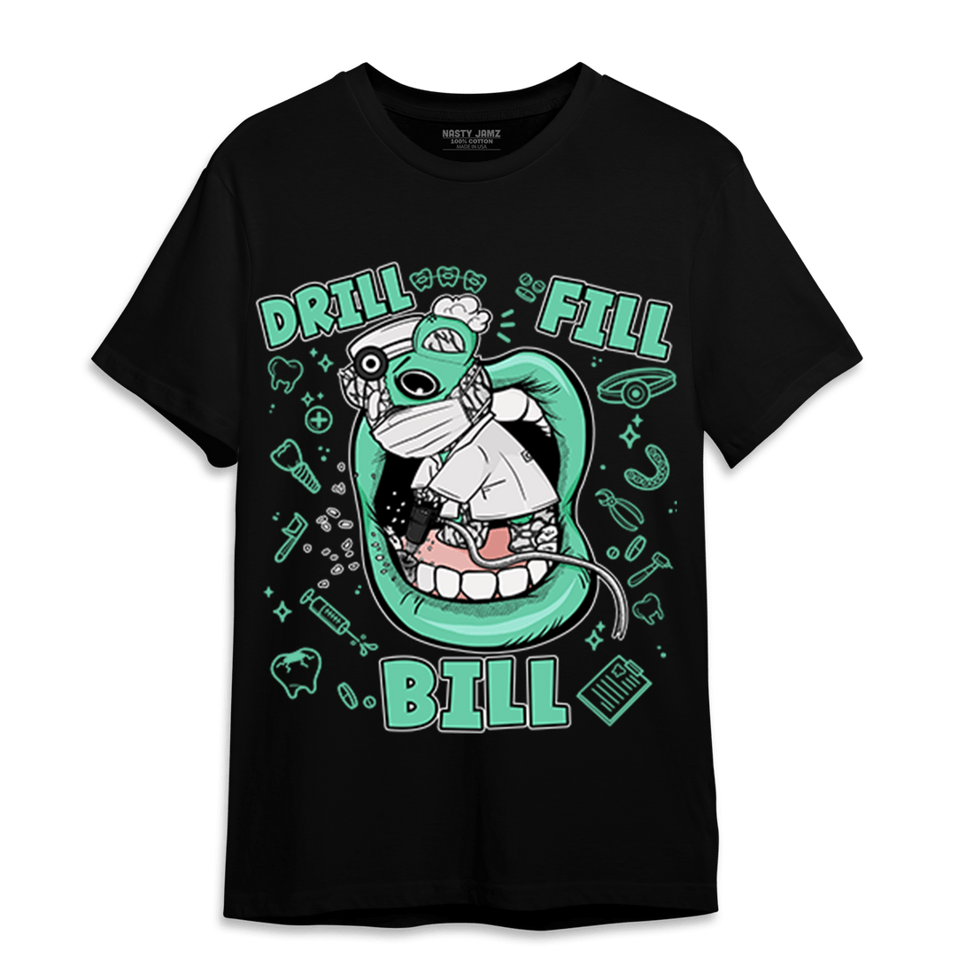 Green Glow 3s T Shirt Match BER The Dentist - NastyJamz