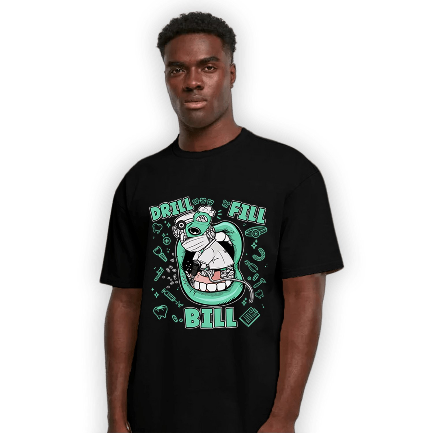 Green Glow 3s T Shirt Match BER The Dentist - NastyJamz