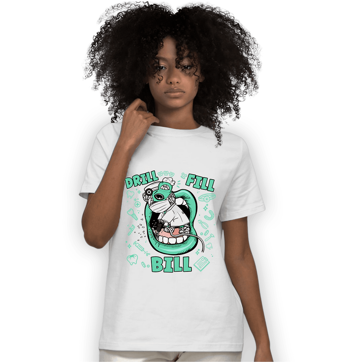 Green Glow 3s T Shirt Match BER The Dentist - NastyJamz