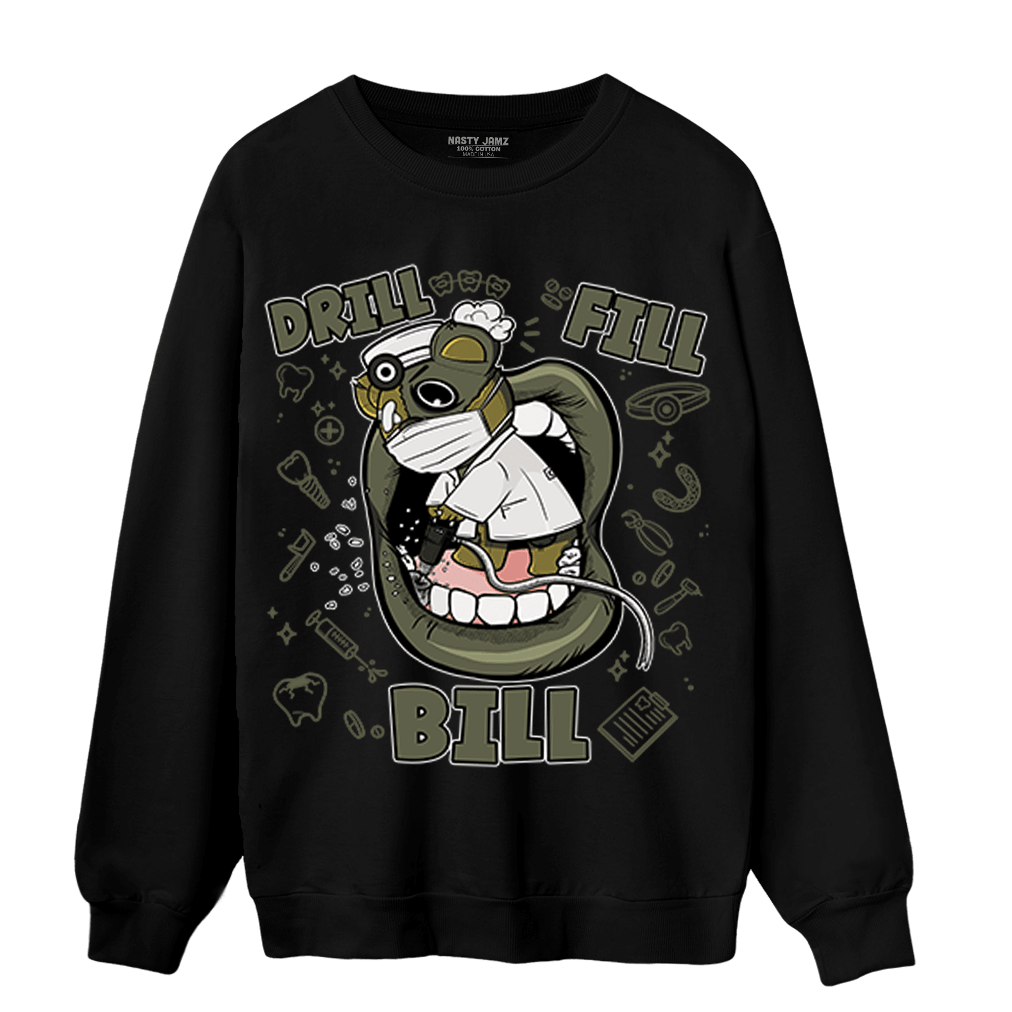 SE Craft Medium Olive 4s Sweatshirt Match BER The Dentist - NastyJamz