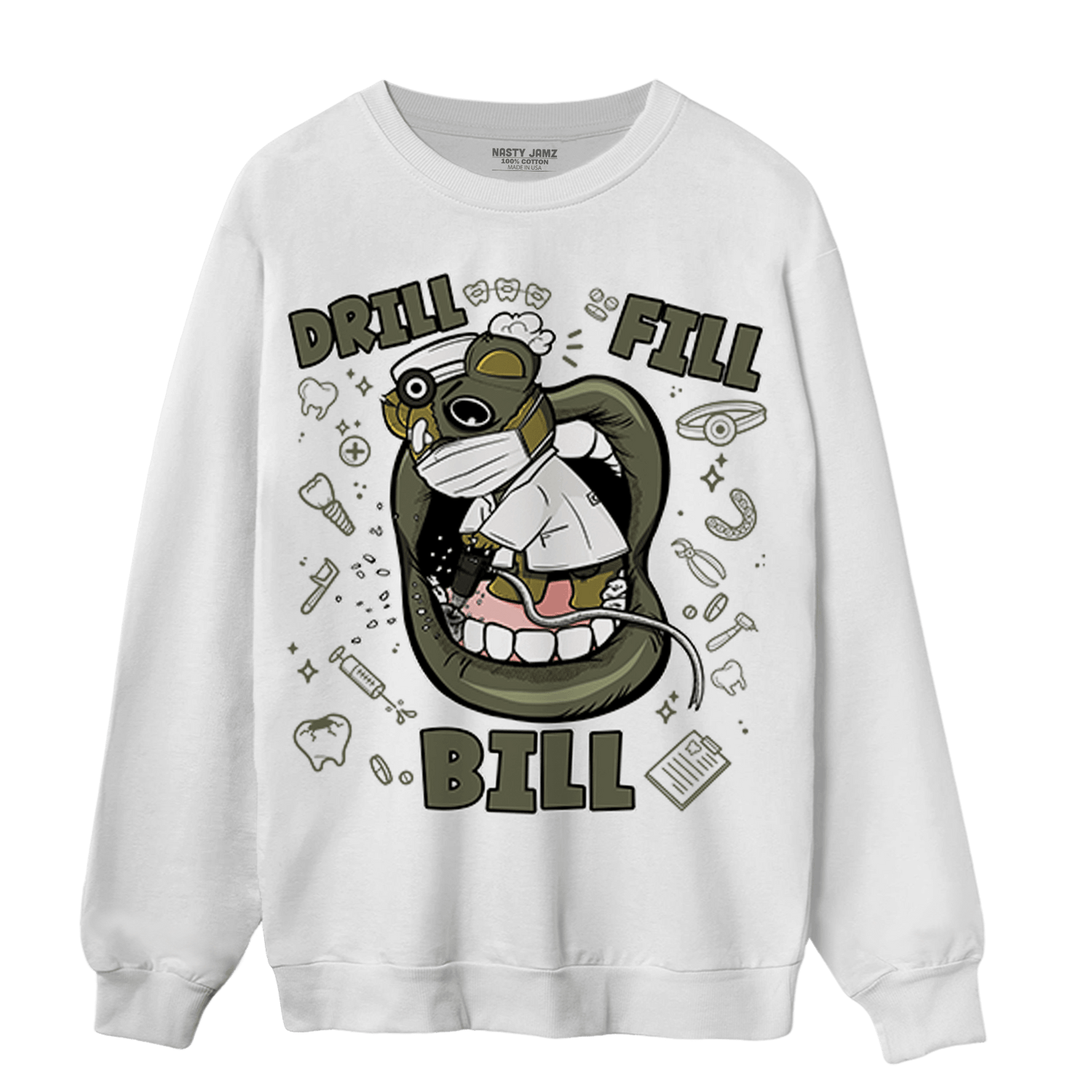 SE Craft Medium Olive 4s Sweatshirt Match BER The Dentist - NastyJamz
