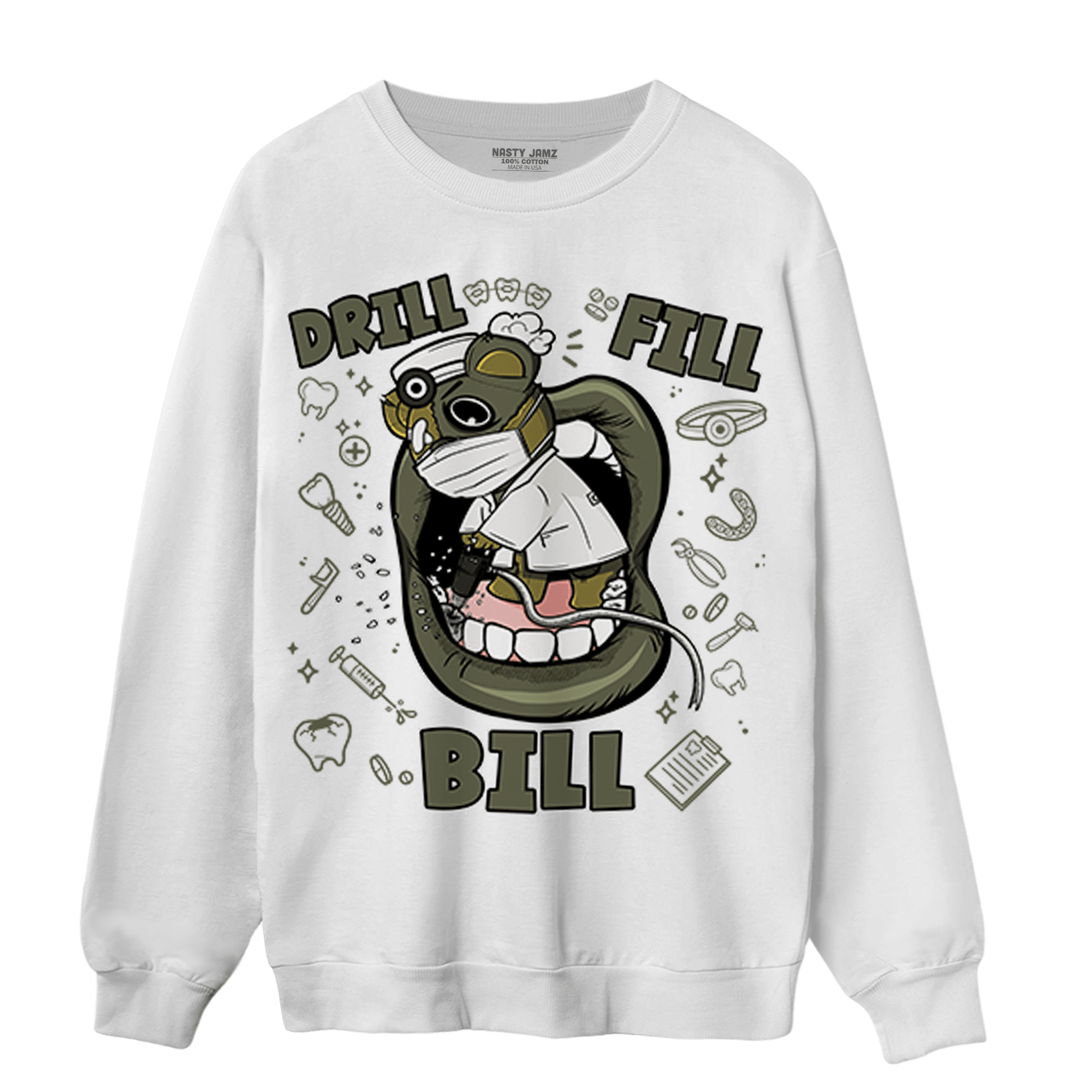 SE Craft Medium Olive 4s Sweatshirt Match BER The Dentist - NastyJamz