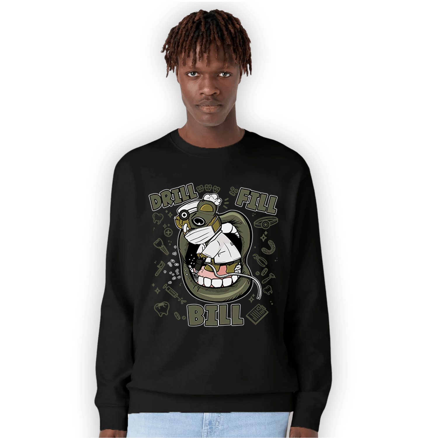 SE Craft Medium Olive 4s Sweatshirt Match BER The Dentist - NastyJamz