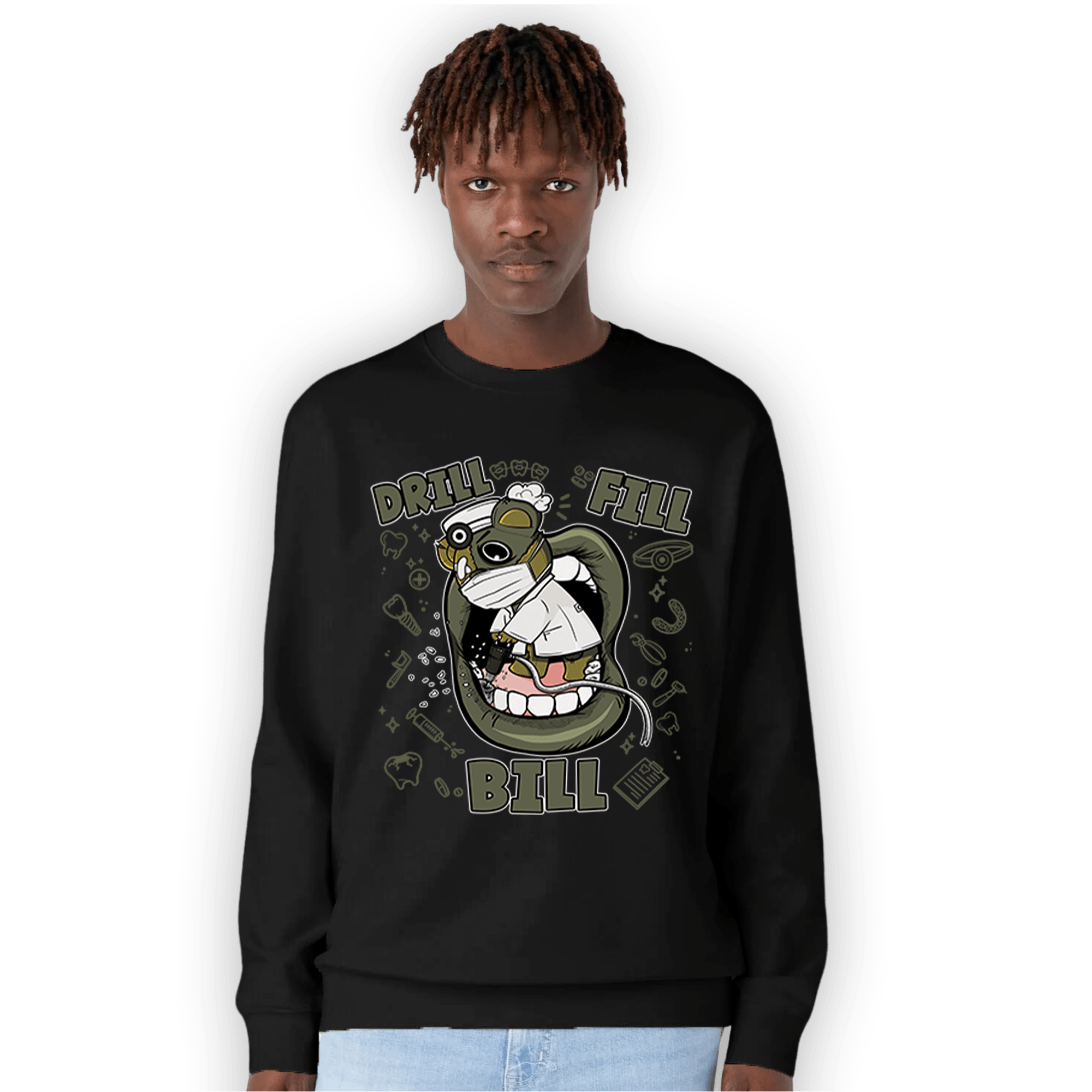 SE Craft Medium Olive 4s Sweatshirt Match BER The Dentist - NastyJamz
