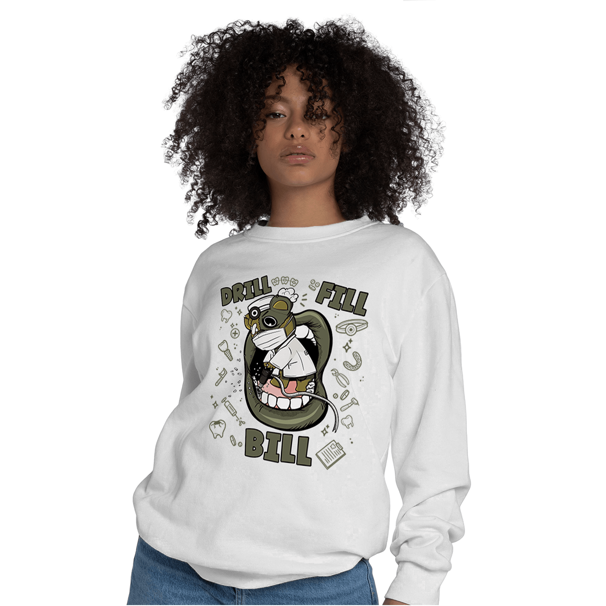 SE Craft Medium Olive 4s Sweatshirt Match BER The Dentist - NastyJamz