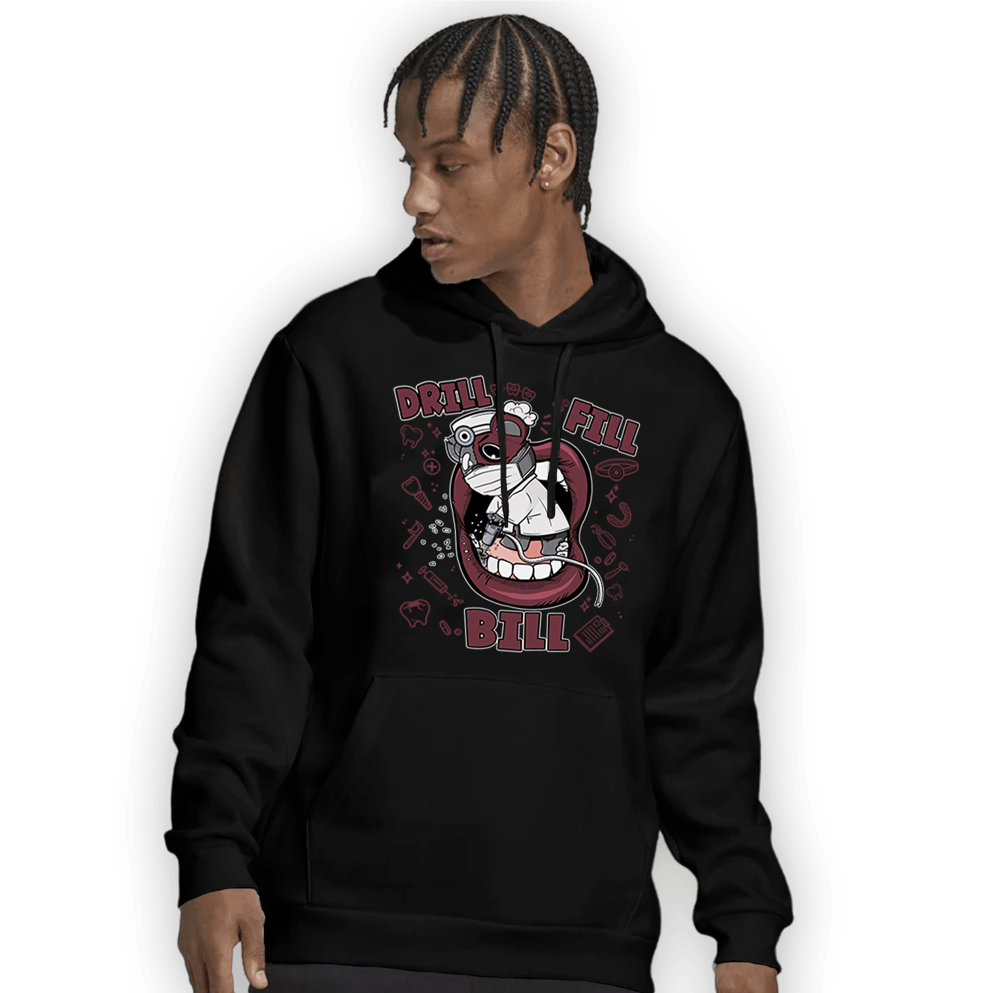 Burgundy 5s Hoodie Match BER The Dentist - NastyJamz