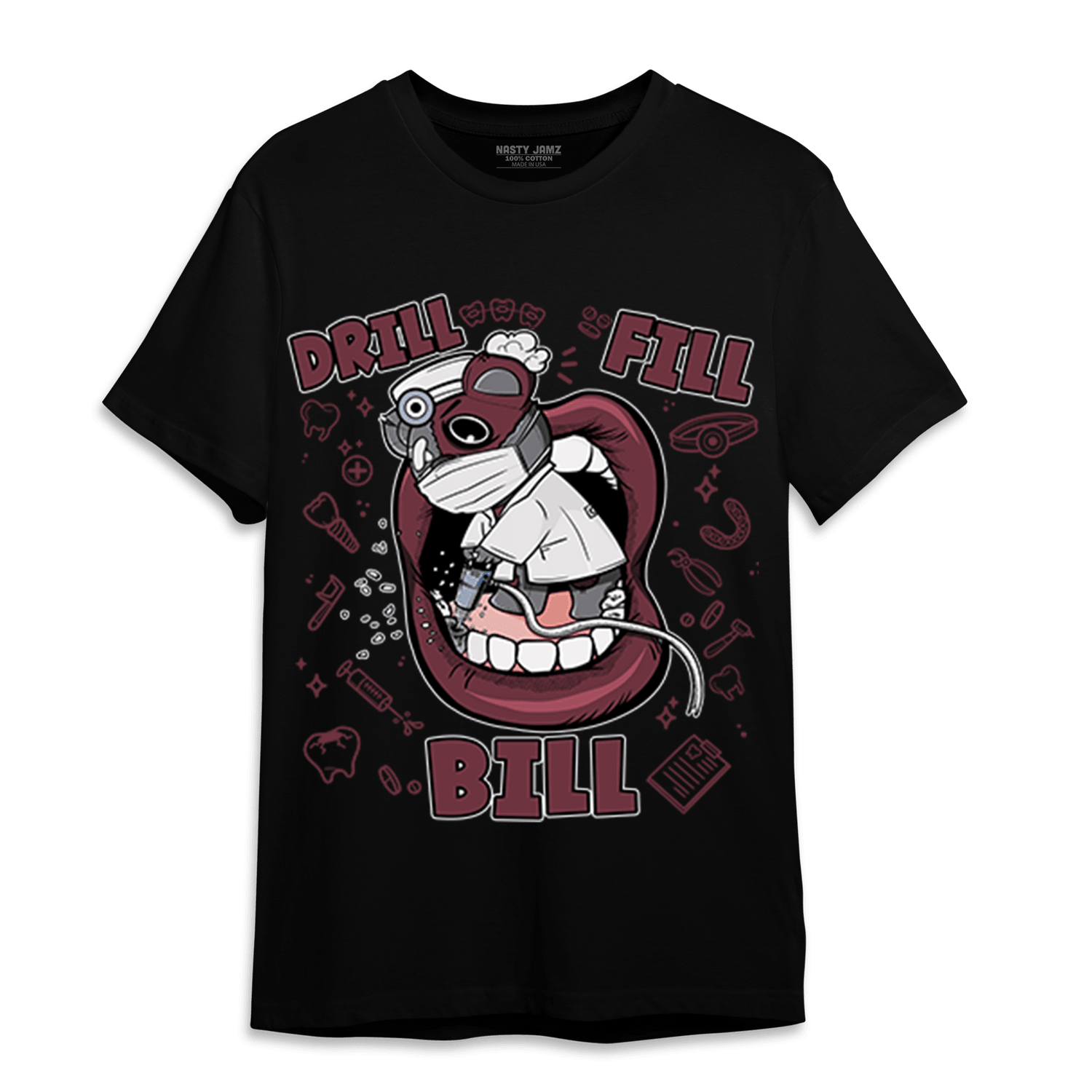 Burgundy 5s T Shirt Match BER The Dentist - NastyJamz