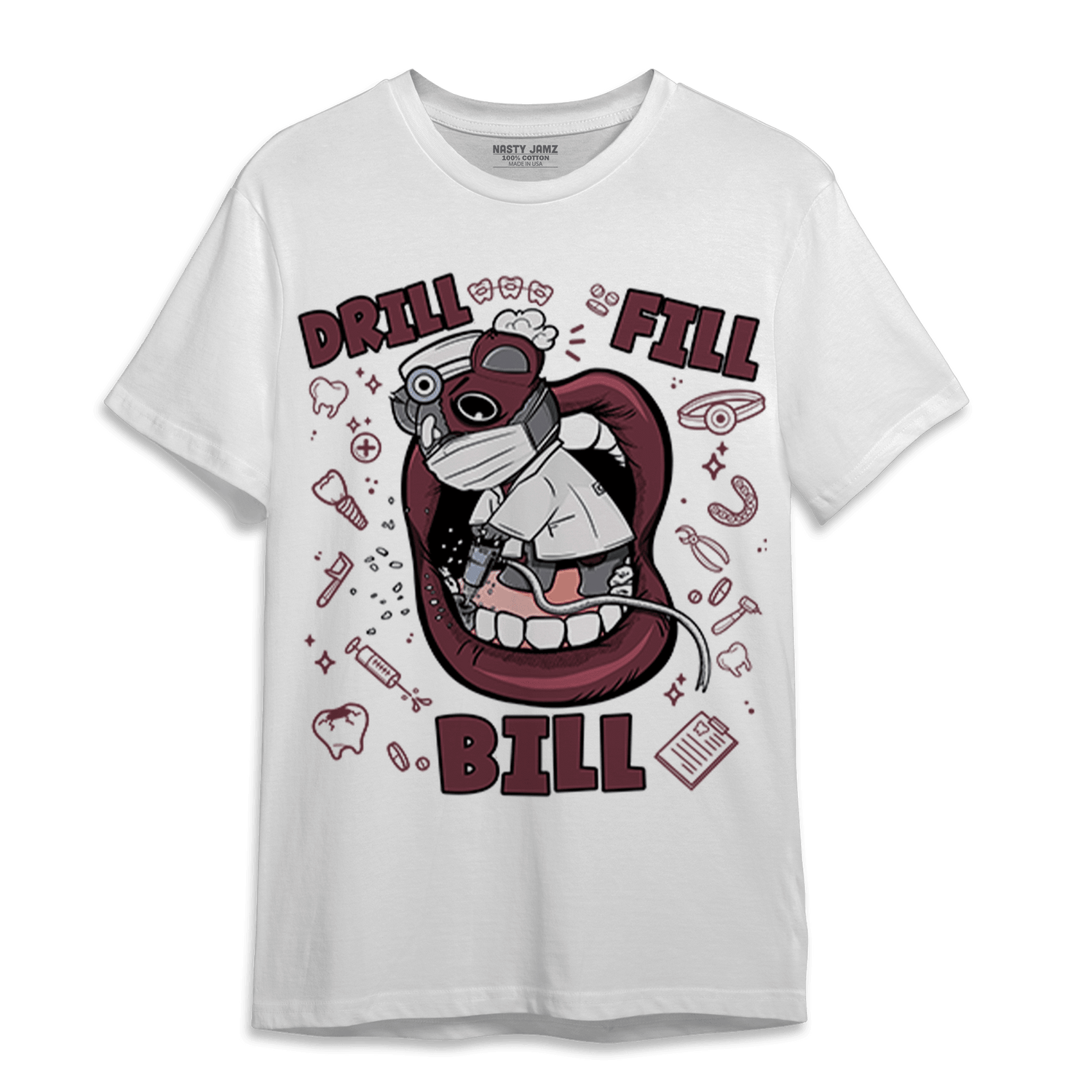 Burgundy 5s T Shirt Match BER The Dentist - NastyJamz