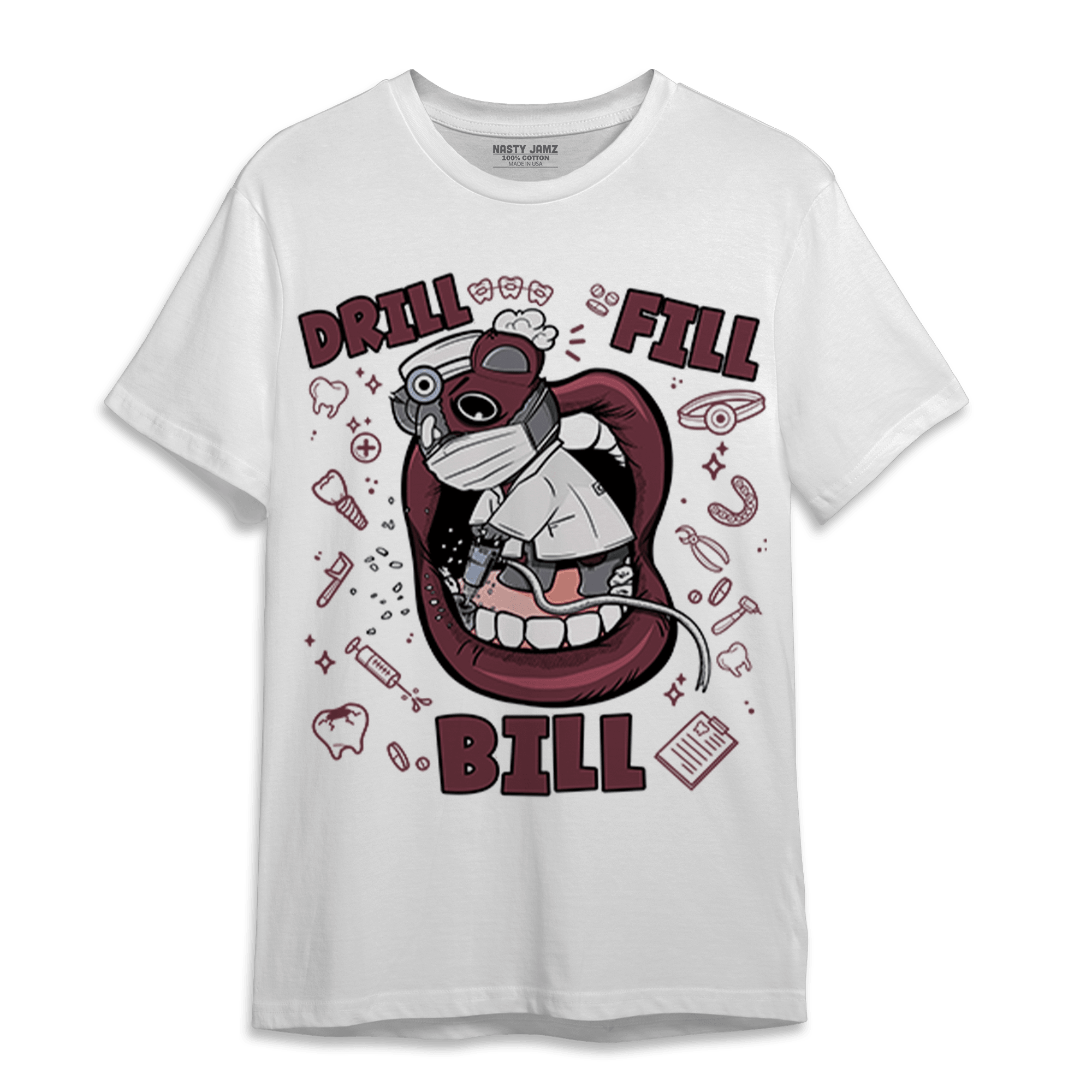 Burgundy 5s T Shirt Match BER The Dentist - NastyJamz