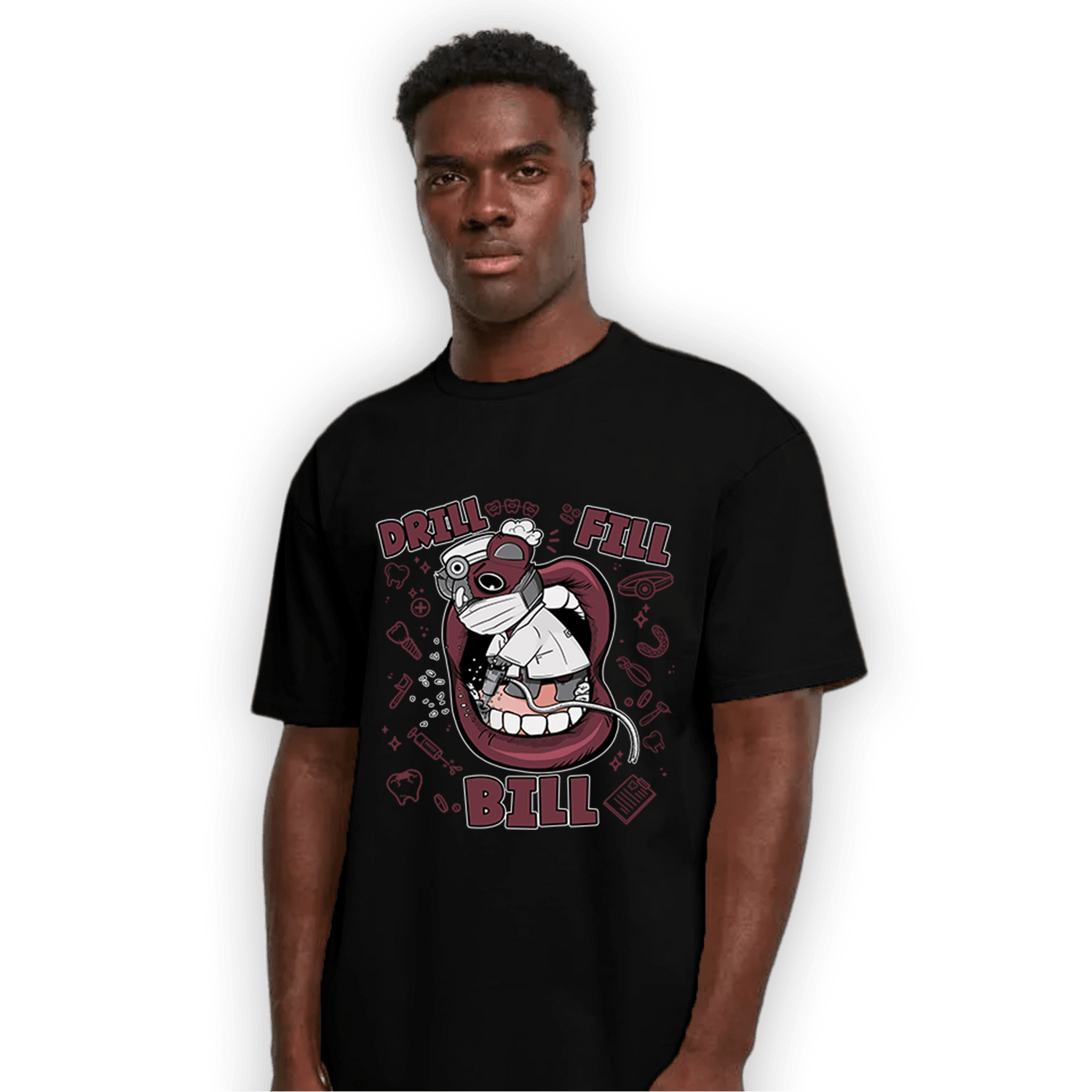 Burgundy 5s T Shirt Match BER The Dentist - NastyJamz